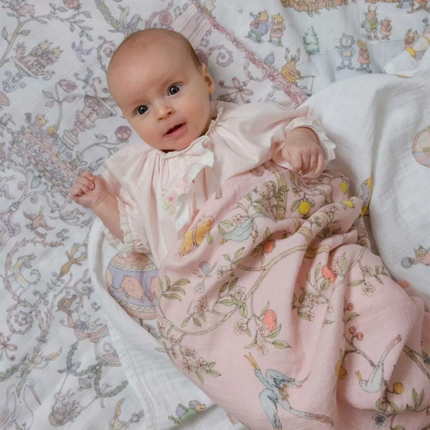 Atelier Choux Luxury Baby Swaddle Blanket - Soft Organic Cotton Muslin Wrap for Newborns & Infants - Perfect for Nursery, Swaddling, Stroller & Photo Shoots