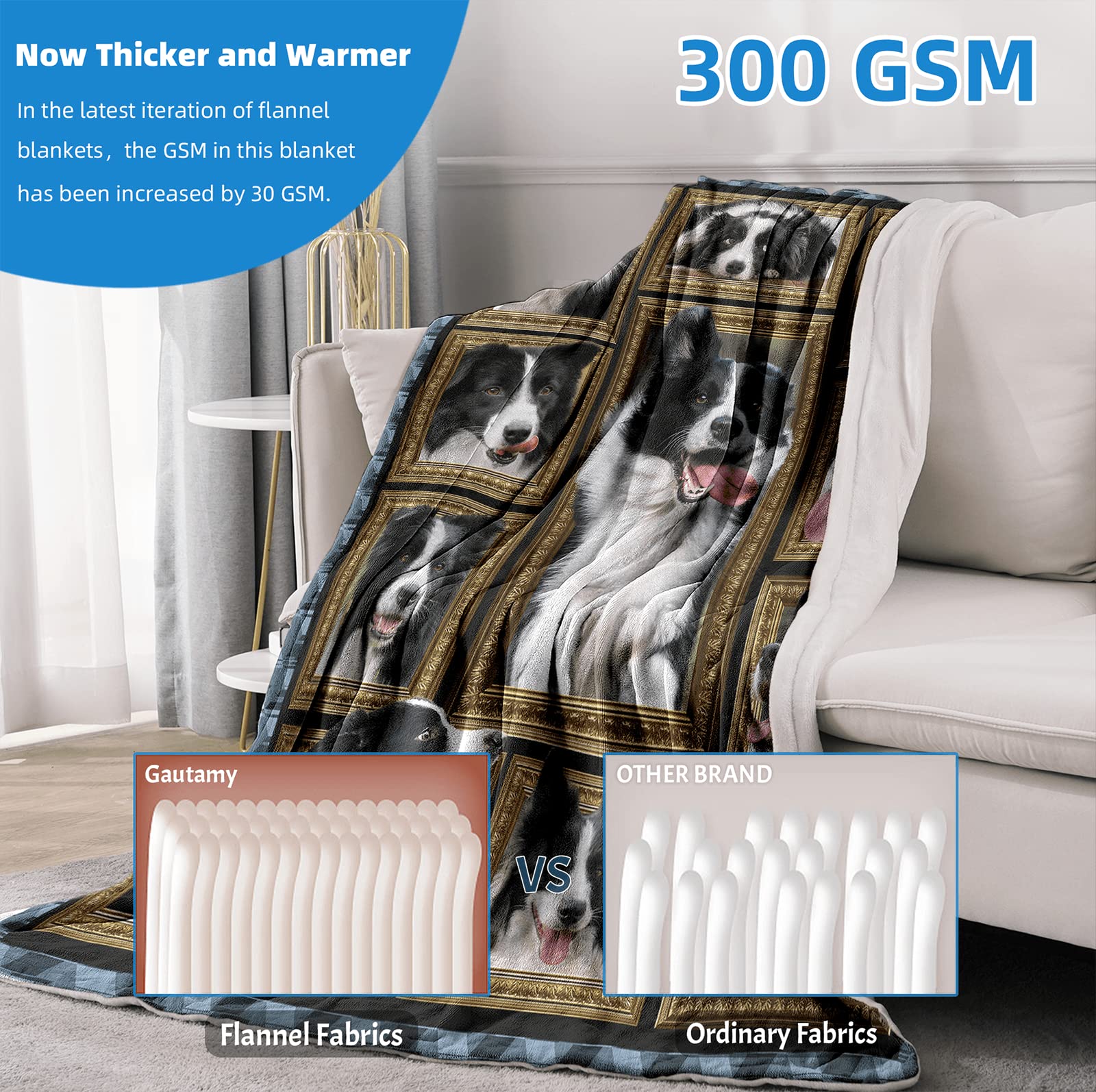 Soft Border Collie Dog Blanket for Kids & Toddlers - 40