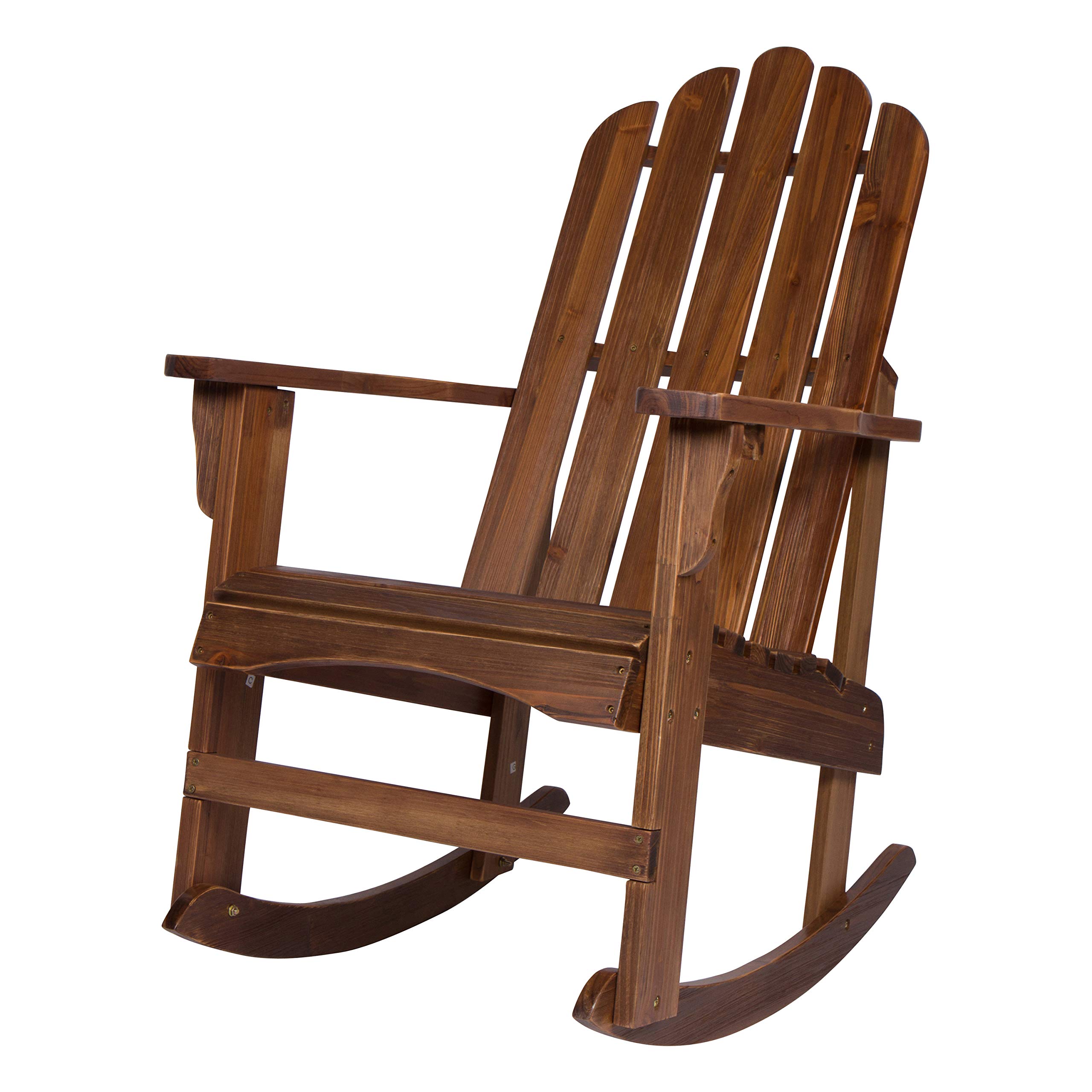 Shine Company Marina Adirondack Porch Rocker - Premium Indoor/Outdoor Wood Rocking Chair in Oak Finish - Perfect for Patio, Garden, and Relaxation