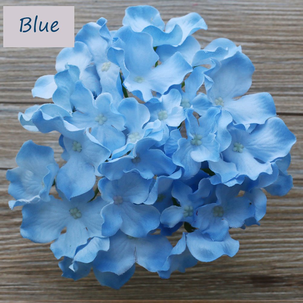 Lily Garden 12-Pack Blue Silk Hydrangea Flower Heads - Artificial Floral Stems for Home Decor, Wedding Centerpieces, DIY Arrangements & Vase Displays