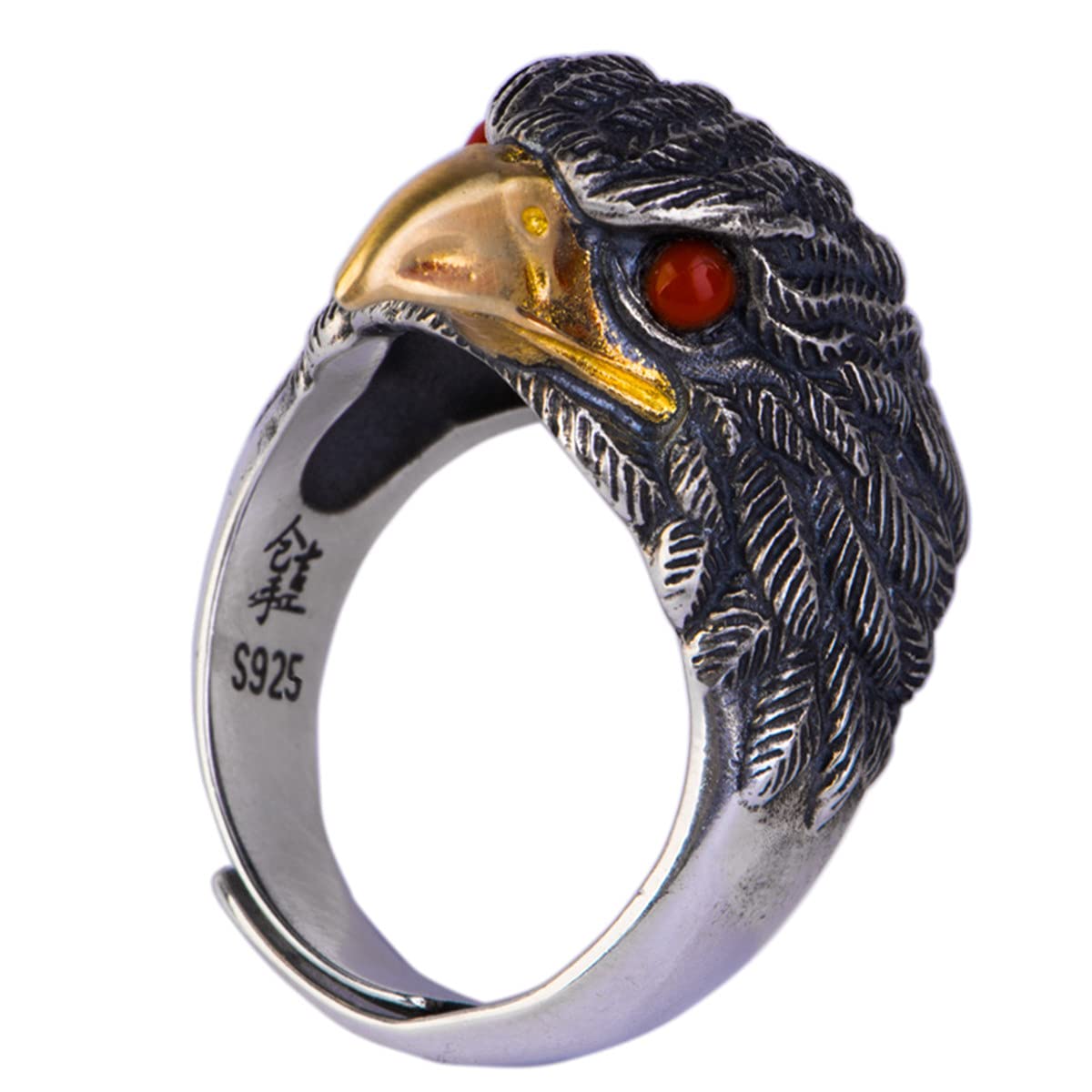 Eagle S925 Sterling Silver Ring - Retro Biker Style Men's Punk Skull Jewelry - Premium Fashion Ring for Men & Women - Perfect for Gothic Parties, Biker Events & Alternative Fashion