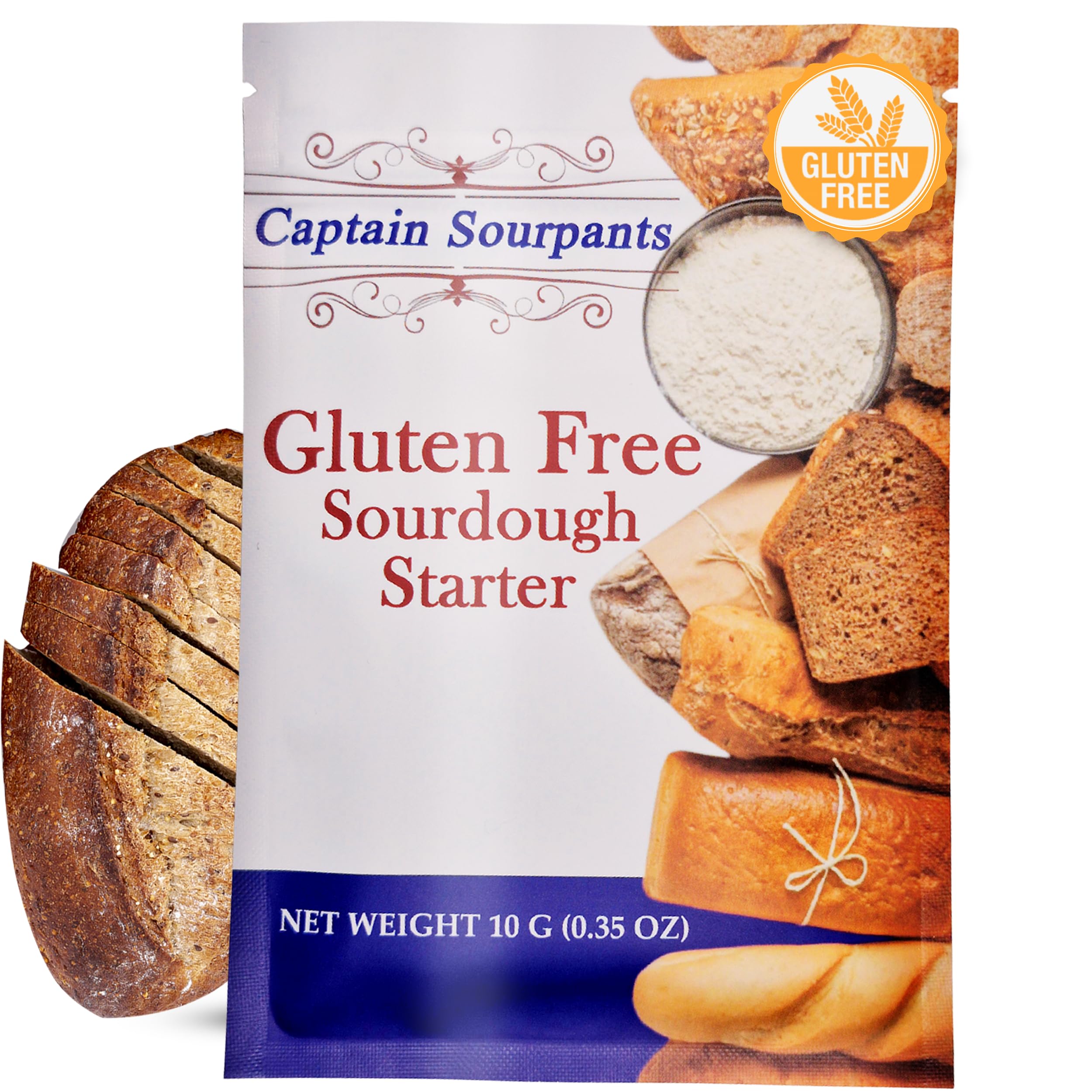 Organic Gluten Free Sourdough Starter Kit - Dehydrated Heirloom Style for Baking Bread, Pizza, Buns, Pancakes & Muffins | Easy to Use with Step-by-Step Instructions | Perfect for Home Bakers & Gluten-Free Diets