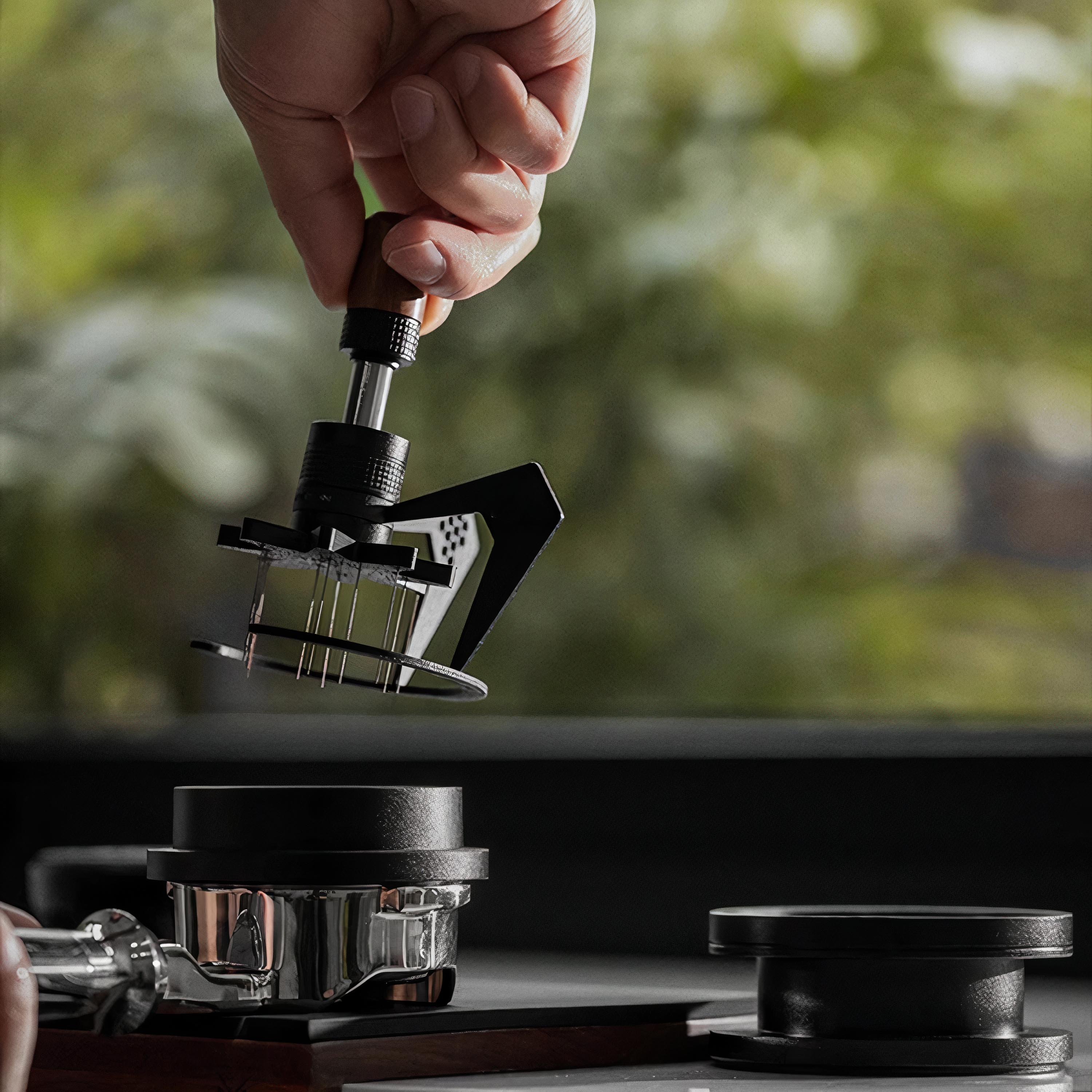 Premium Geared Spinning WDT Tool for Espresso - Professional Coffee Grounds Distributor & Leveler for Baristas & Home Brewing - Perfect for Espresso Machine Preparation & Latte Art