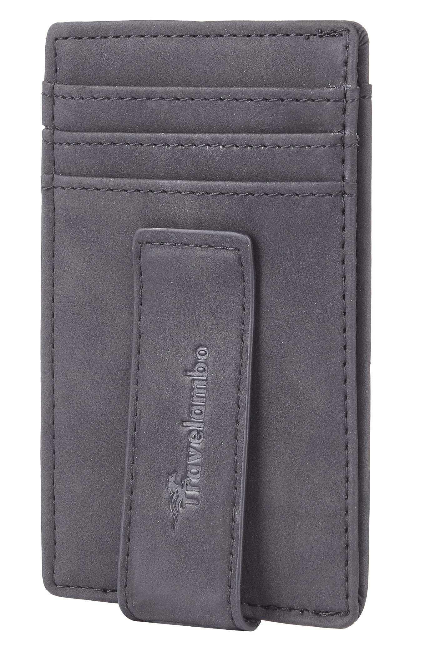 Travelambo Magnetic Front Pocket Wallet for Men - Slim Minimalist RFID Blocking Money Clip & Card Holder (Black Smooth) - Perfect for Travel, Business & Everyday Use