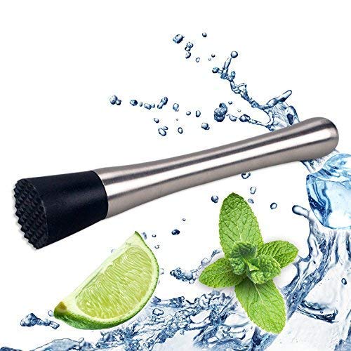 Premium 8 Inch Cocktail Muddler for Mojitos & Mixed Drinks - Stainless Steel Bar Tool for Bartenders & Home Mixologists - Perfect for Mojitos, Old Fashioned & Cocktail Making