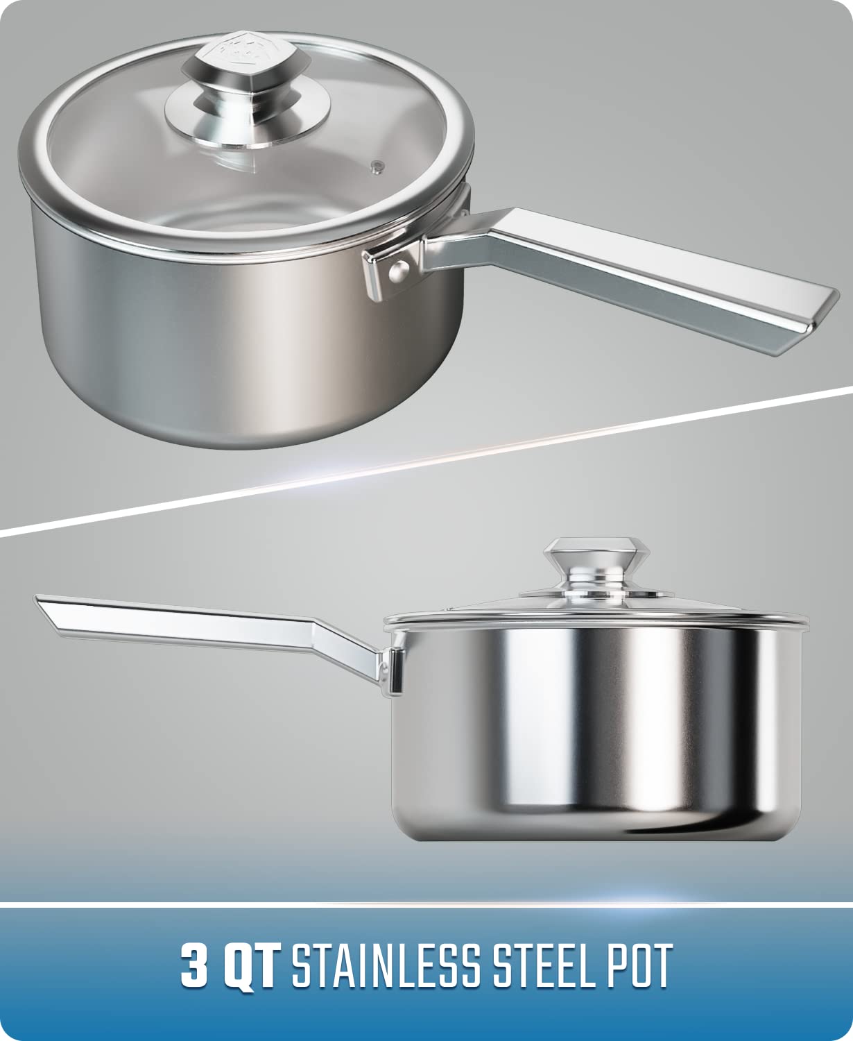 DALSTRONG 3 QT Stock Pot - Premium 3-Ply Aluminum Core Cookware with Lid & Pot Protector - Silver - Ideal for Soups, Stews & Pasta - The Oberon Series
