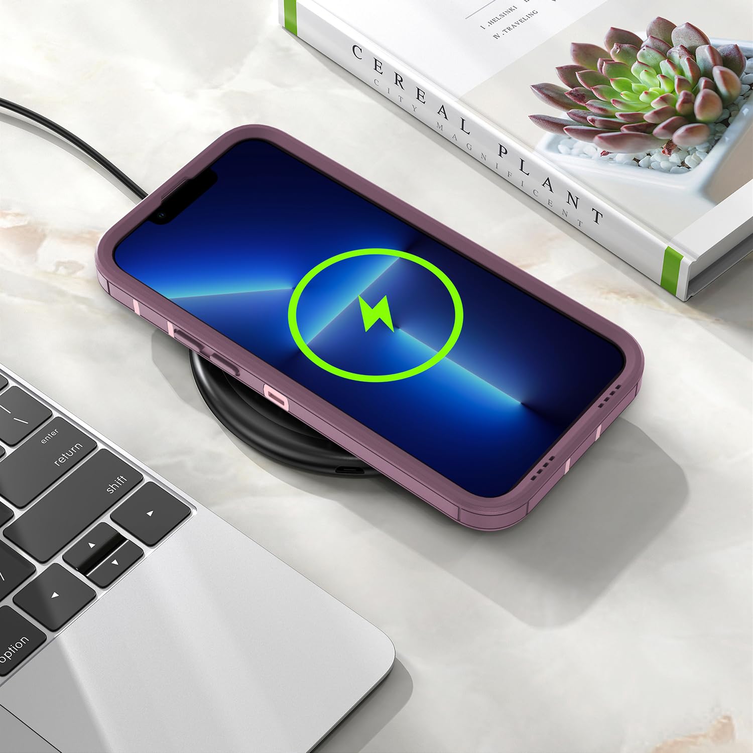 Premium Magnetic iPhone 15 Pro Max Case with Drop Protection - Heavy Duty MagSafe Compatible Cover | Dustproof, Anti-Yellowing, Fade-Resistant | Rose Gold Purple for Men & Women | Perfect for Work, Travel & Outdoor Activities