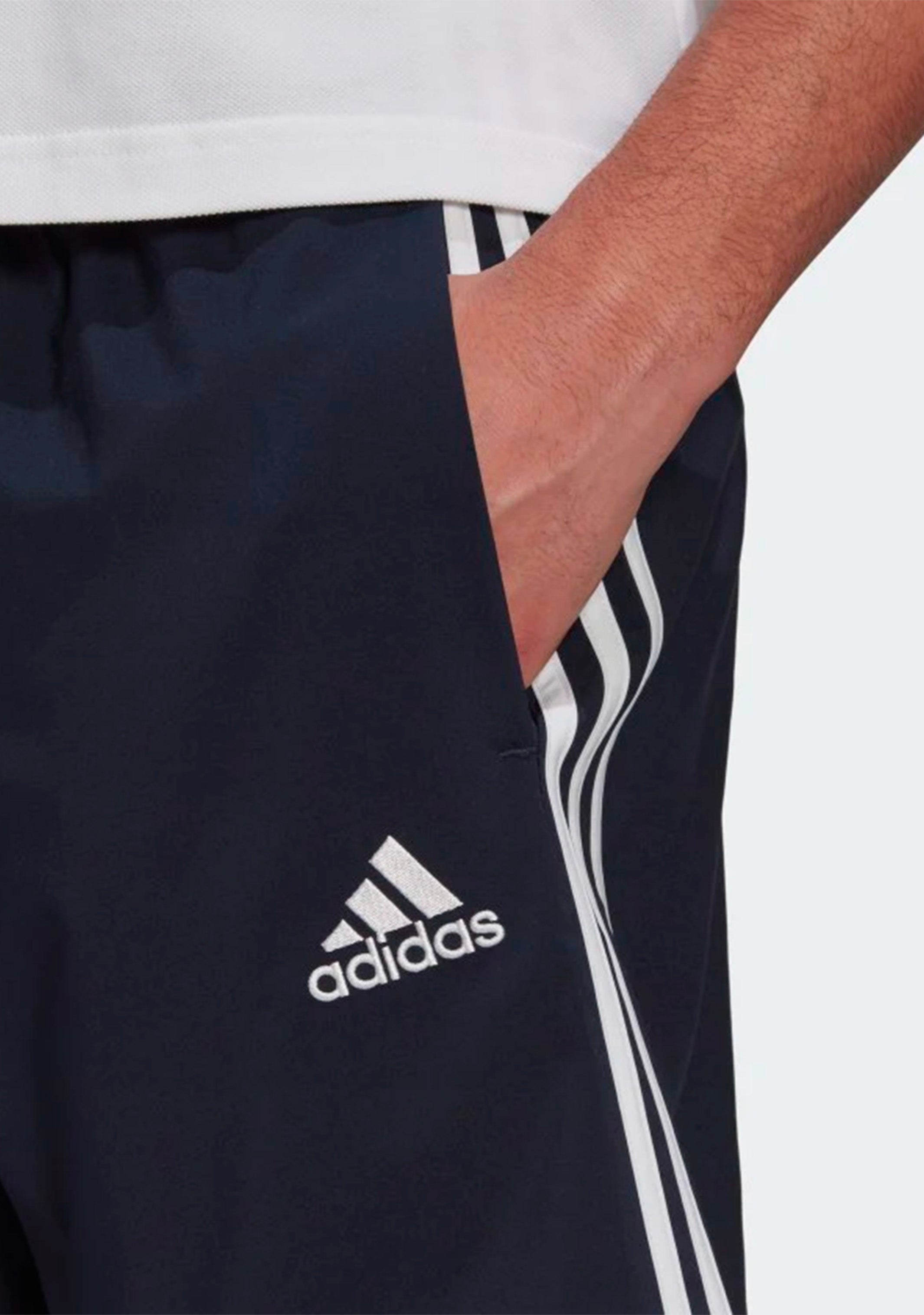 Adidas Men's Aeroready Essentials 3-Stripe Chelsea Shorts - Navy Blue Athletic Shorts for Running, Gym & Casual Wear