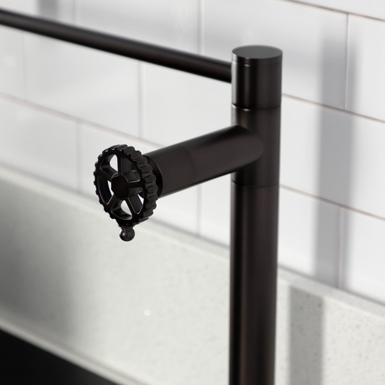 Stainless Steel Fuller Two Handle Deck Mount Pot Filler Faucet - Perfect for Kitchen Sink, Stove & Cooking Area