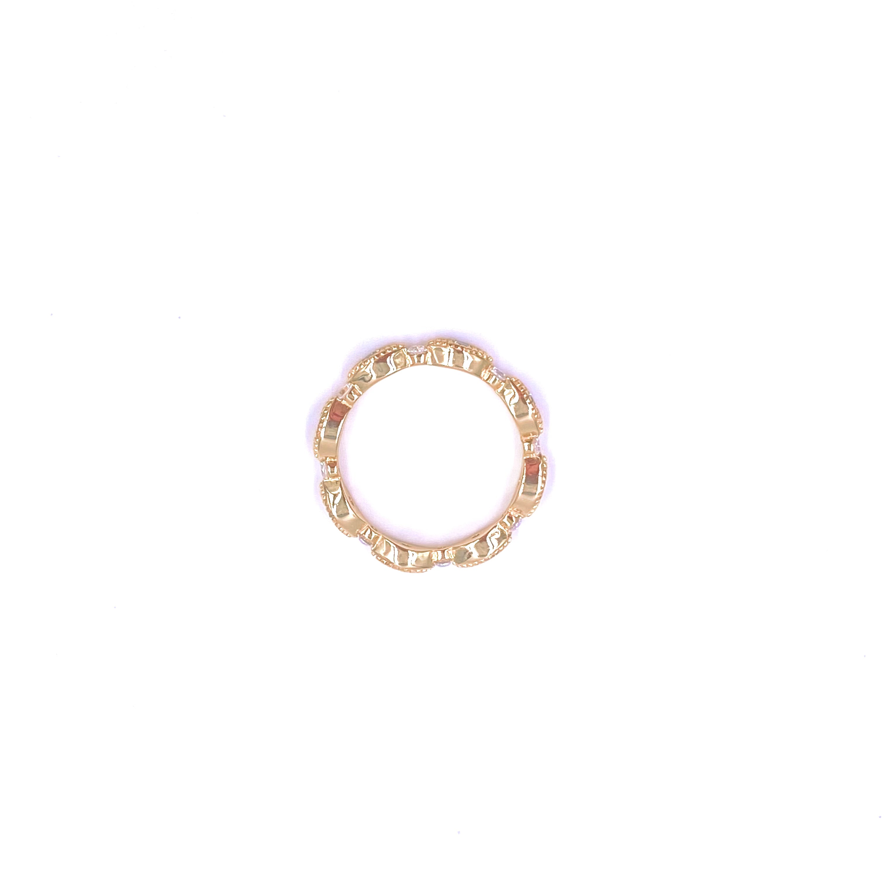 Ashley Gold Sterling Silver Gold Plated Alternating Oval CZ Band Ring for Women | Elegant Cubic Zirconia Fashion Jewelry | Perfect for Parties, Weddings & Everyday Wear