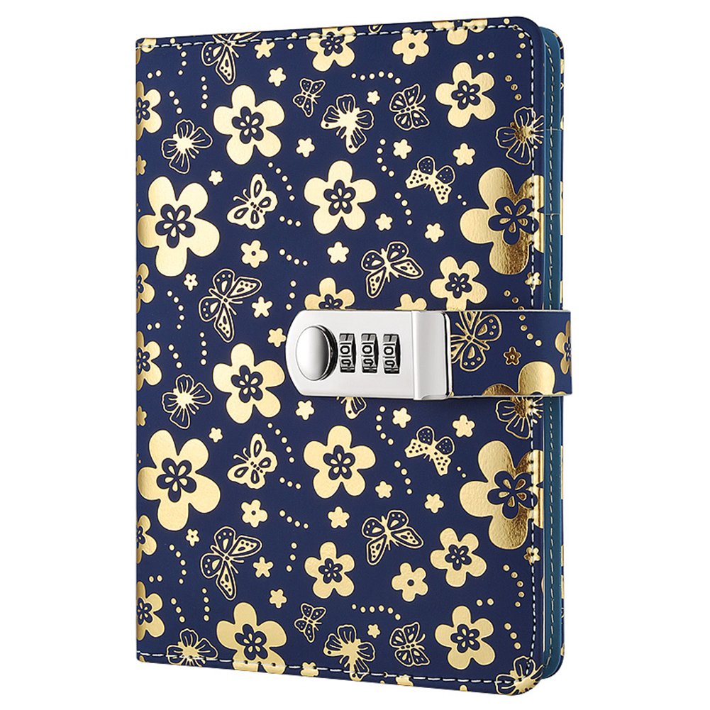 GardenHelper A5 PU Leather Password Lock Diary - Peach Cover Combination Lock Journal for Students, Office & Business Notepad | Golden | Perfect for Daily Notes, Travel Journaling & Secret Keeping