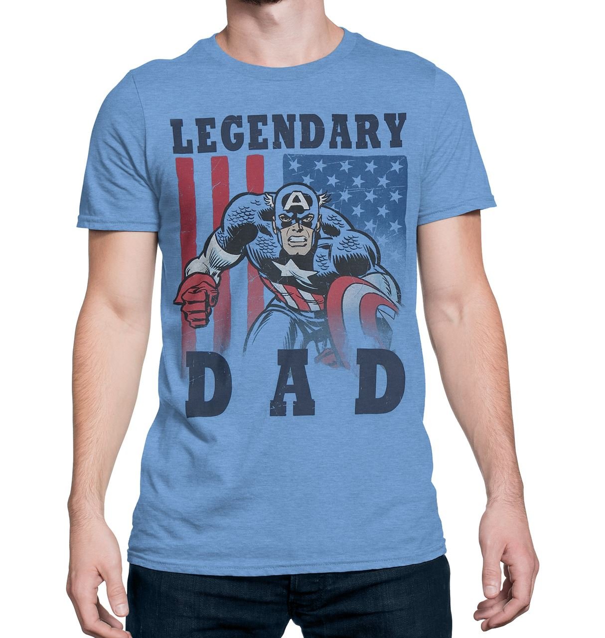 Captain America Legendary Dad Men's T-Shirt - Marvel Superhero Graphic Tee for Fathers Day Gifts & Casual Wear - Perfect for Comic Fans, Dad Outfits & Superhero Costume Parties
