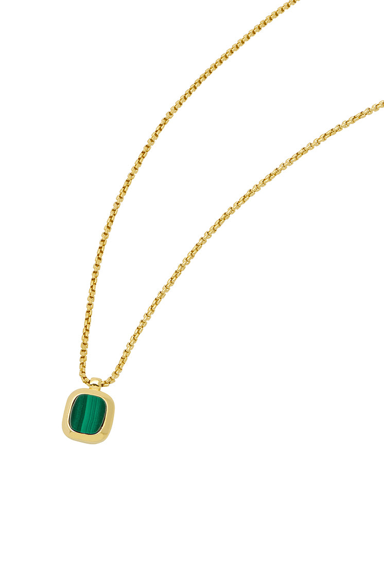14K Gold Plated Malachite Pendant Necklace - Elegant Green Stone Jewelry for Women, Perfect for Gifts, Parties & Special Occasions