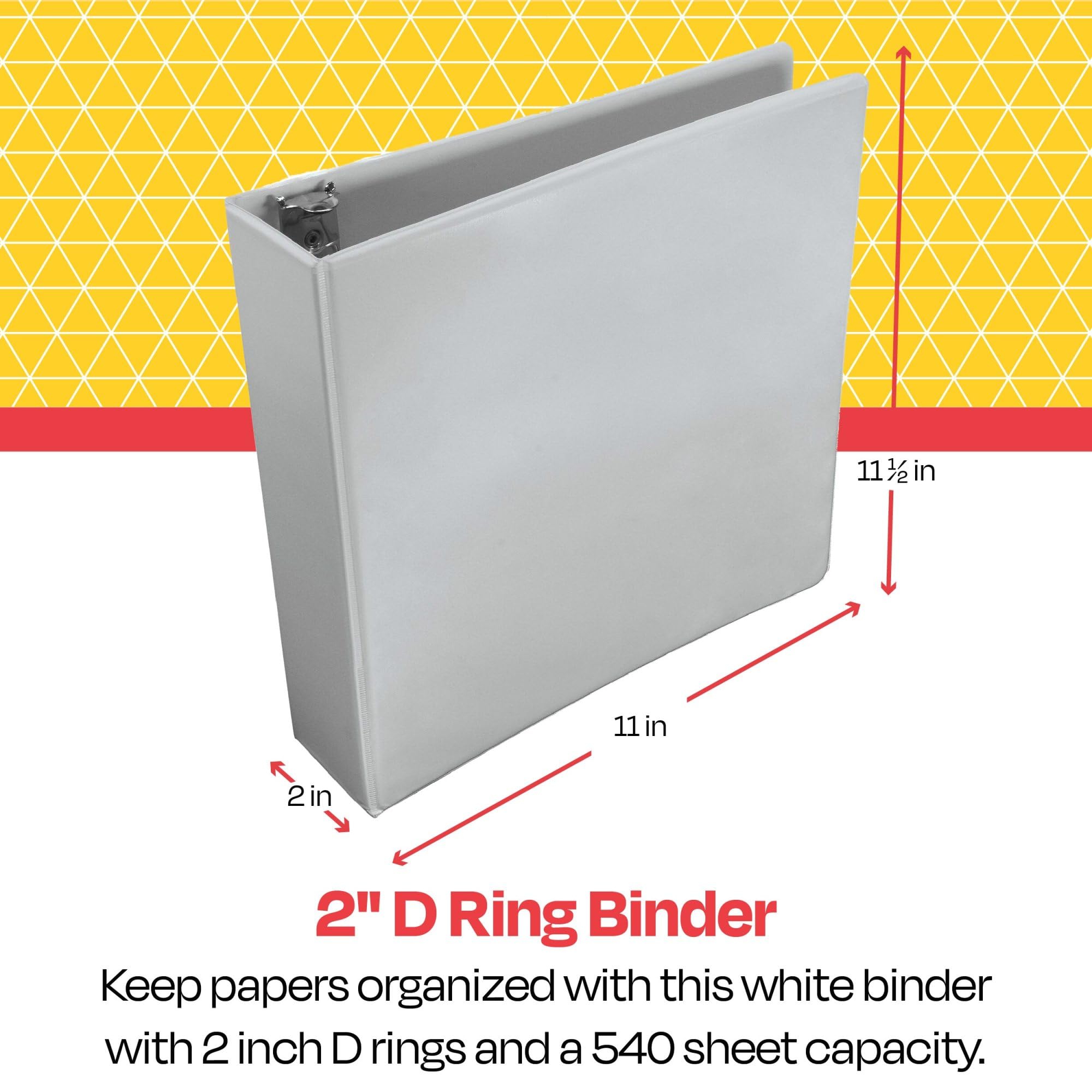School Smart 2-Inch White Polypropylene D Ring Binder - Perfect for Classroom Organization, Office Documents & Student Notebooks