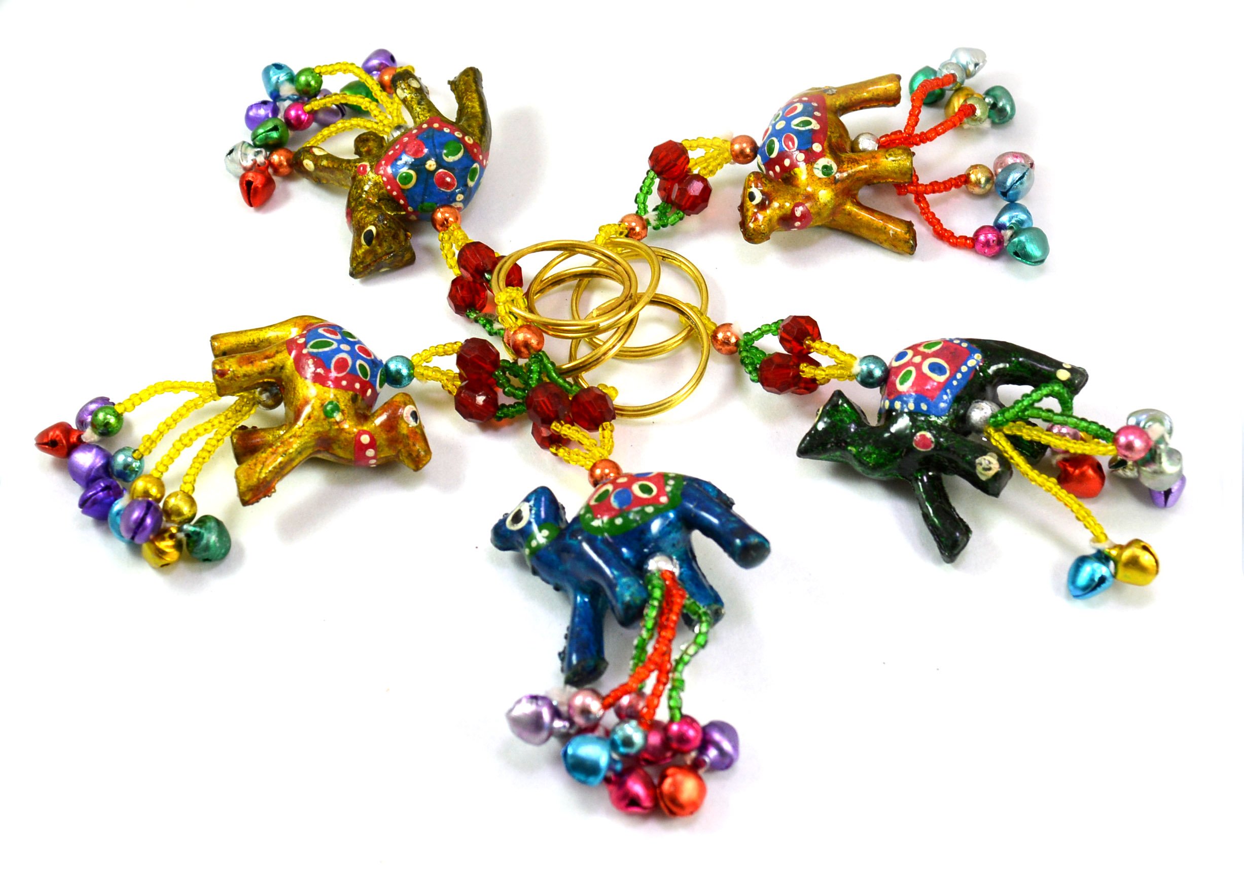 Hand Carved Camel Keychain Set of 5 - Unique Indian Krishna Mart Key Rings for Men & Women - Perfect for Gifts, Home Decor, and Travel Accessories