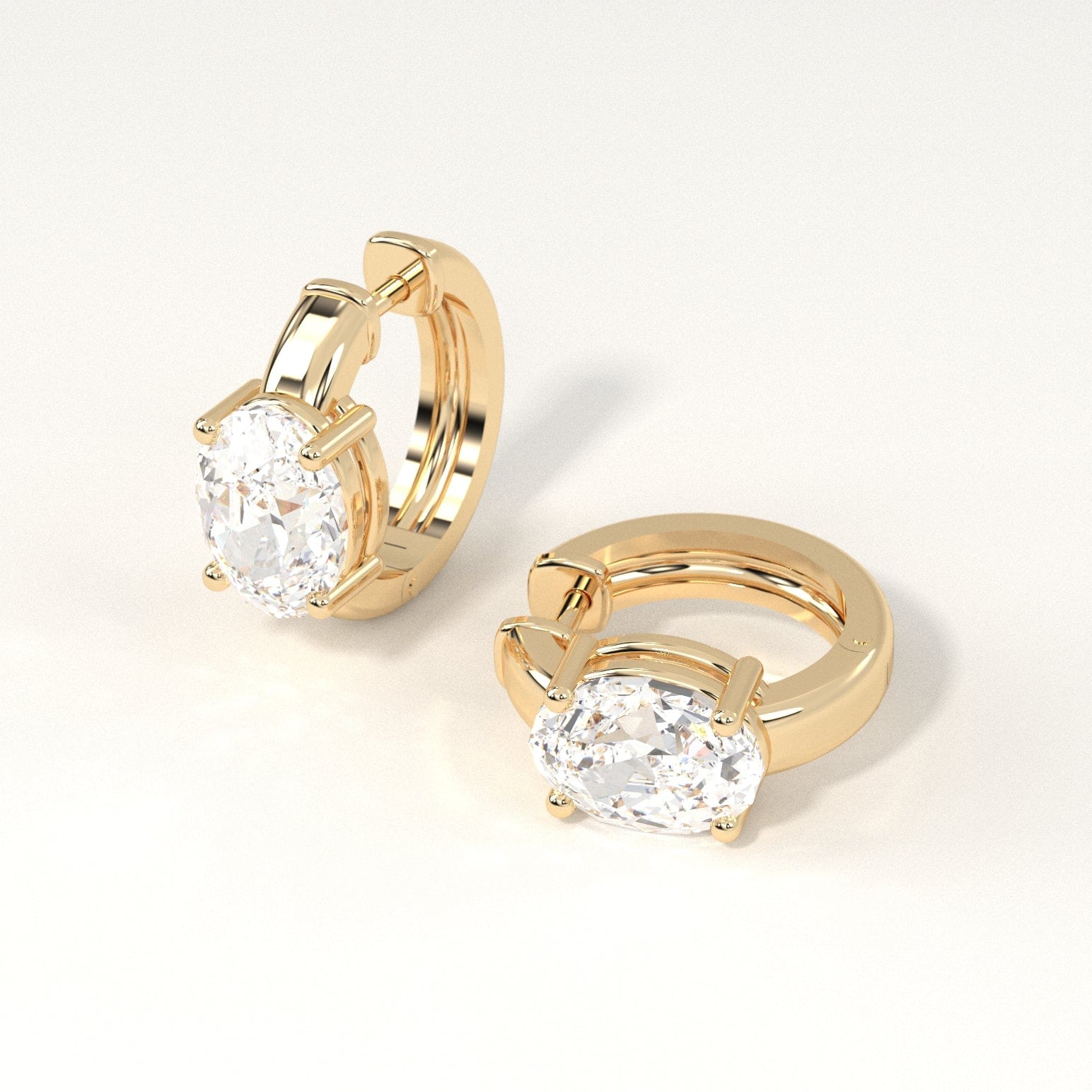 2 Carat Oval Diamond Hoop Earrings for Women - 14K White Gold Dangle Earrings - Elegant Wedding, Anniversary & Party Jewelry Gift