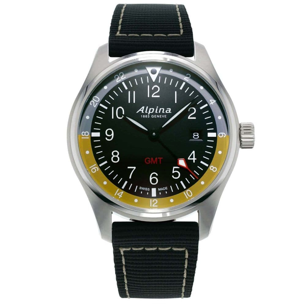 ALPINA STARTIMER PILOT GMT Quartz Men's Watch - AL 247BBG4S6 - Swiss Made Aviation Chronograph for Travelers & Business Professionals