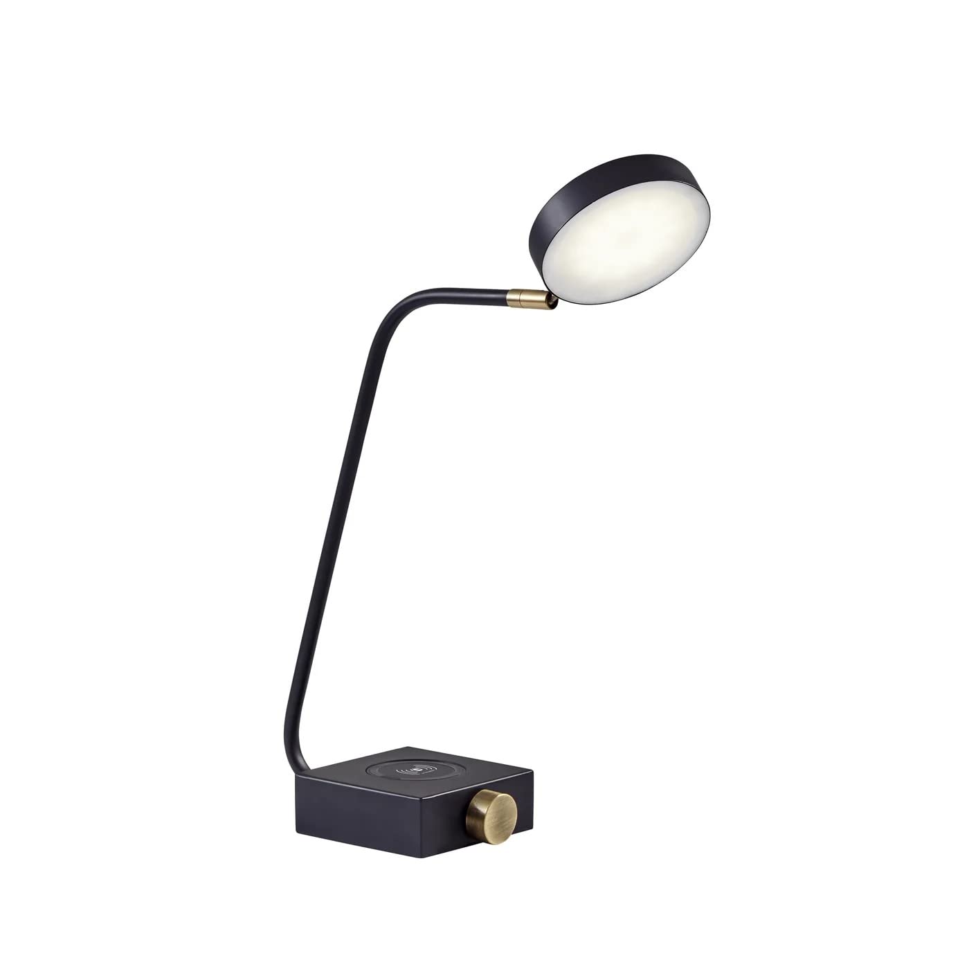 Adesso 3618-01 Conrad LED Desk Lamp with Wireless Charging - 7W Bright LED Light, 5W Qi Charger & USB Port - Perfect for Home Office, Study, Bedroom & Workspace Lighting