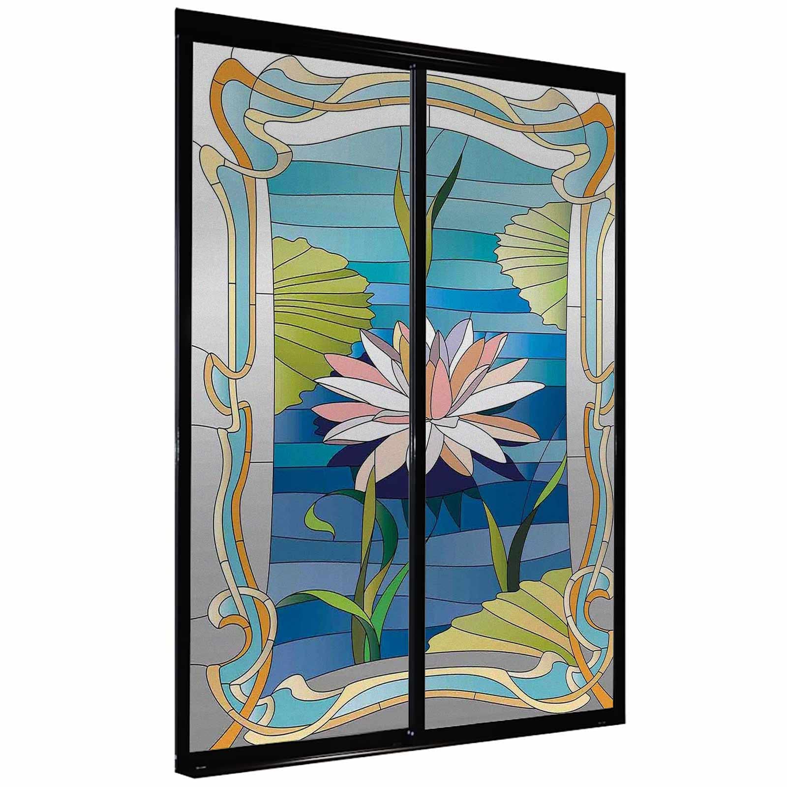 Art Nouveau Bathroom Window Privacy Film - UV Blocking, Removable Window Cling in Multicolor for Home & Office Decor | Perfect for Bathrooms, Bedrooms & Glass Doors