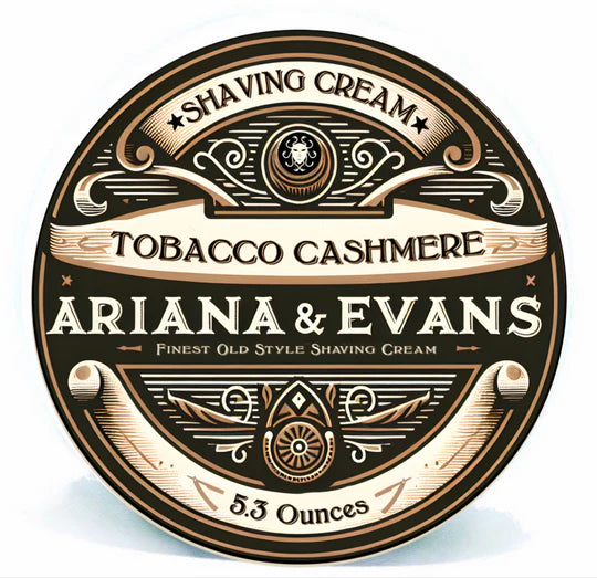 Ariana & Evans Tobacco Cashmere Shaving Cream for Men - Luxury Vegan Shave Soap with Moisturizing Shea Butter & Kokum - Perfect for Sensitive Skin & Close Shaves - Ideal for Daily Grooming & Barber Shop Use