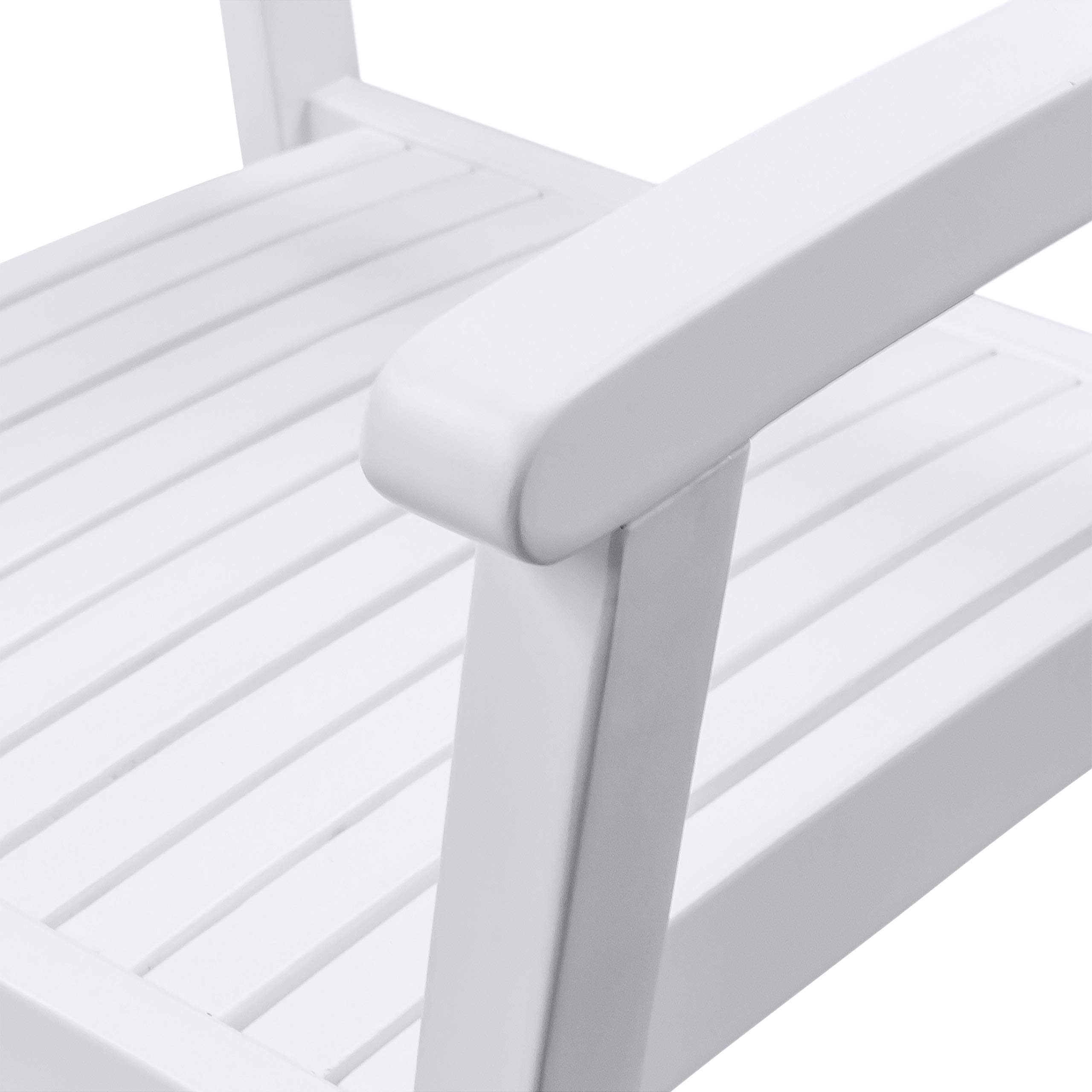 VIFAH Bradley 5-Piece Outdoor Patio Dining Set with Stacking Chairs - White Wooden Furniture for Garden, Backyard & Poolside Relaxation