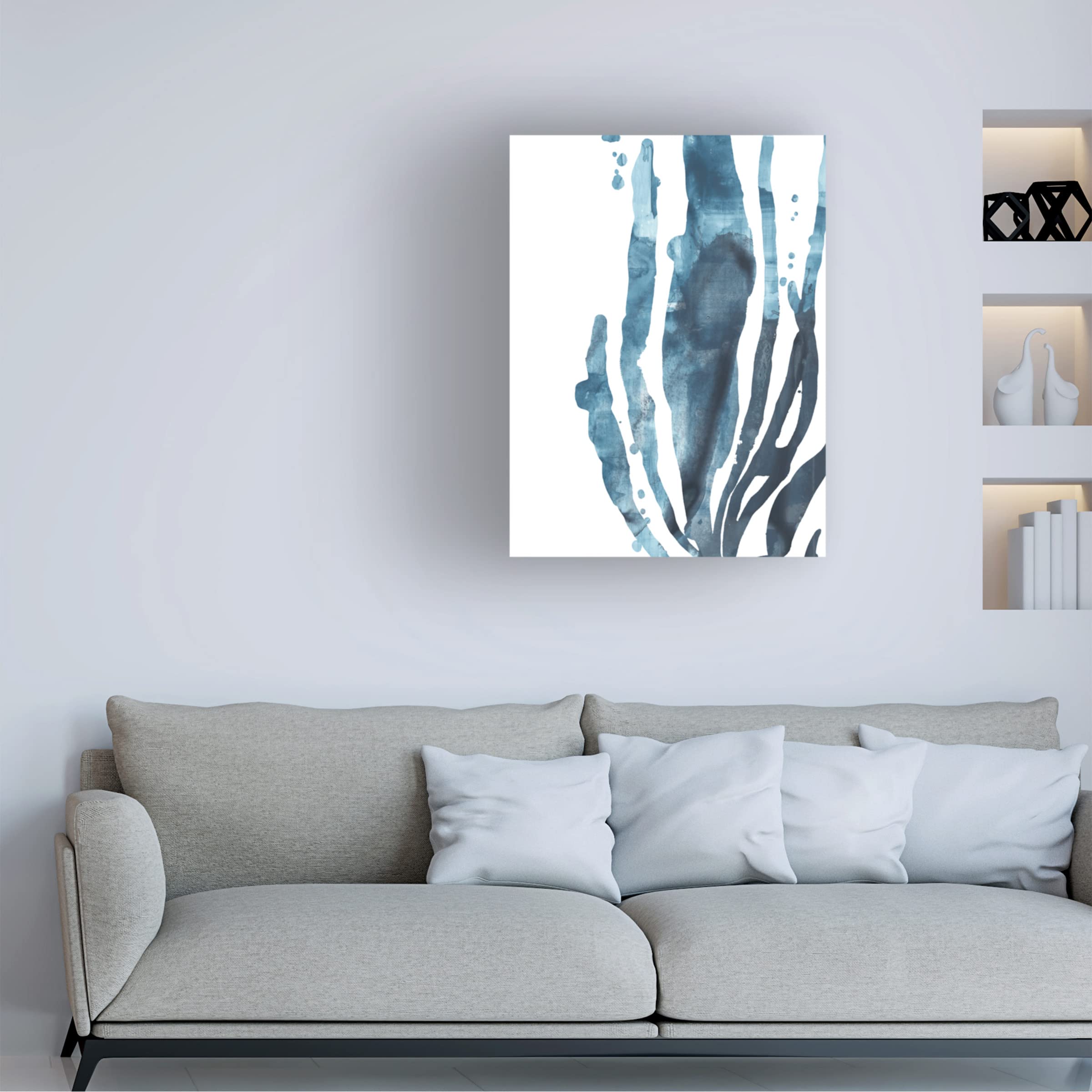 Trademark Fine Art 'Inkwash Kelp IV' Canvas Wall Art Print by June Erica Vess - Modern Oceanic Home Decor for Living Room, Bedroom & Office