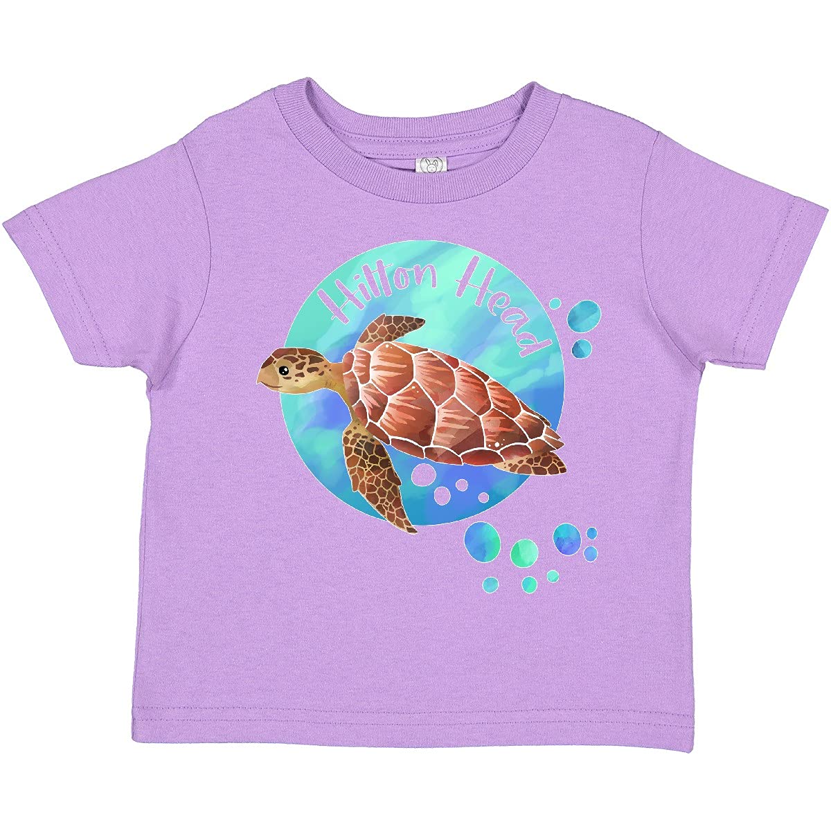 Inktastic Hilton Head Sea Turtle and Bubbles Toddler T-Shirt - Cute Baby Boy & Girl Cotton Tee for Beach Vacation, Summer Outfits & Family Photos