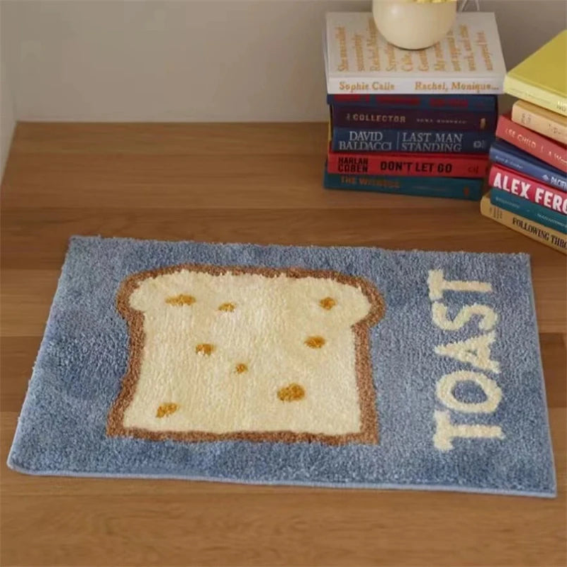 Non-Slip Cartoon Butter & Toast Floor Mat - Soft Kitchen Rug for Kids Playroom, Dining Area, and Bathroom Safety