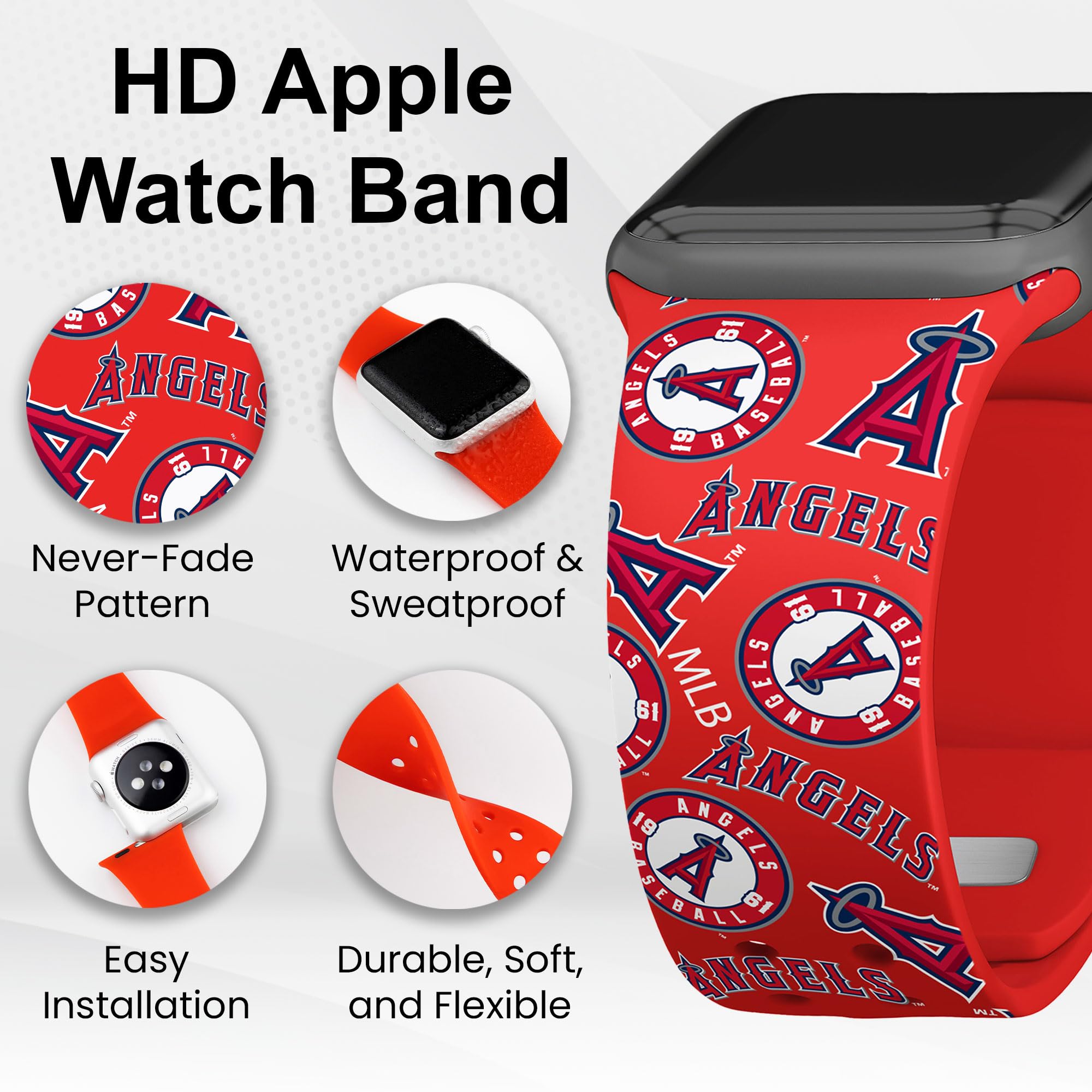 Los Angeles Angels HD Game Time Watch Band for Apple Watch - Perfect for Sports Fans & Game Day Outfits