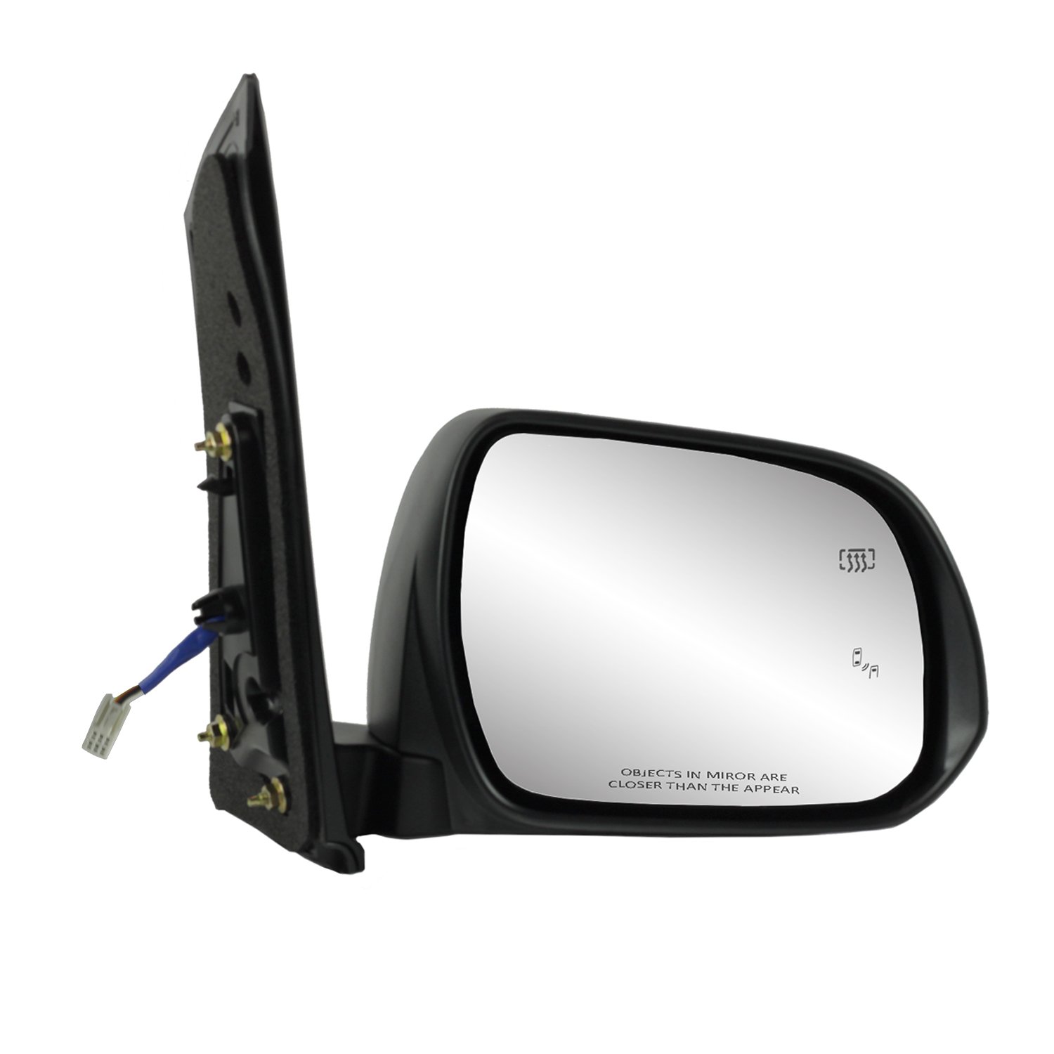 Fit System Passenger Side Mirror for Toyota Sienna - Textured Black with PTM Cover, Blind Spot Detection, Power Foldaway, Heated (Non-Memory) 70205T | Replacement Mirror for Enhanced Safety & Convenience in Parking & Highway Driving
