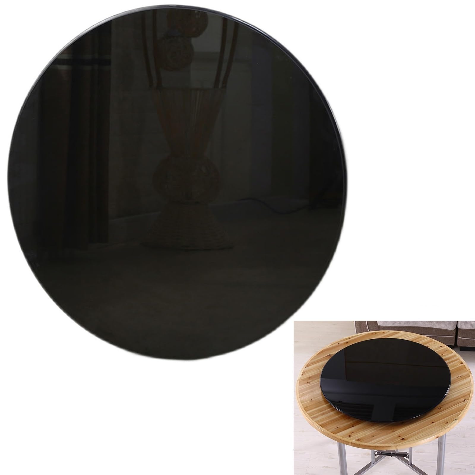 Tempered Black Glass Table Top - 38cm/100cm Round Replacement for Dining, Coffee, Side Tables | Durable Flat Circular Plate Glass for Indoor & Outdoor Use (Size: 68cm/27inch) - Perfect for Patio, Restaurant, and Home Decor