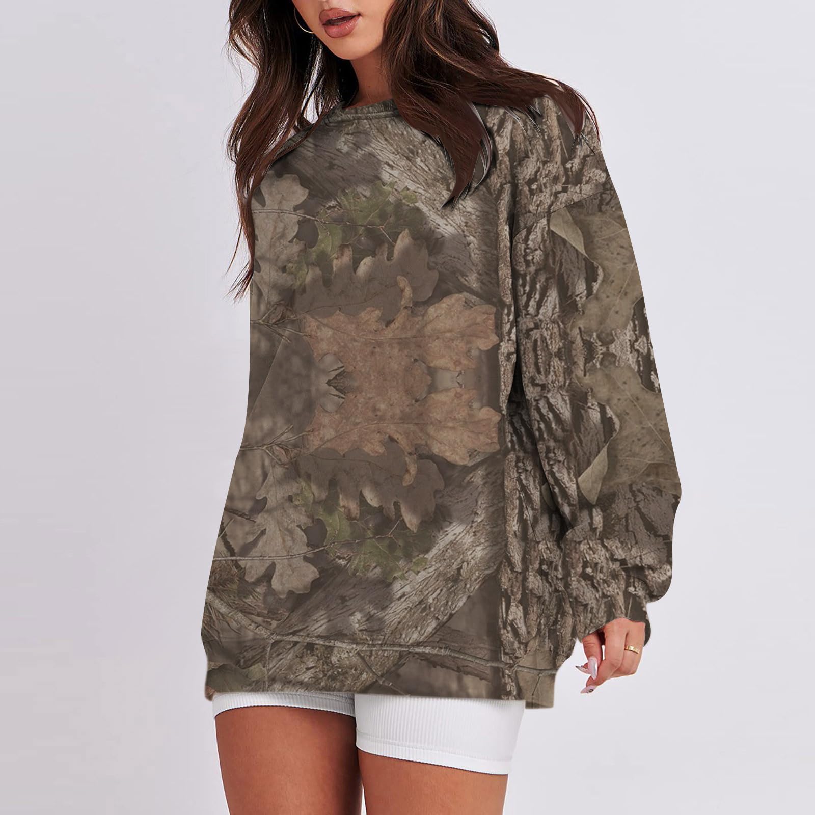 YUTANRAL Women's 2 Piece Lounge Set - Soft Crewneck Sweatshirt & High Waisted Sweatpants with Pockets - Camo Hoodie Outfit - Perfect for Home, Yoga, Gym & Casual Wear