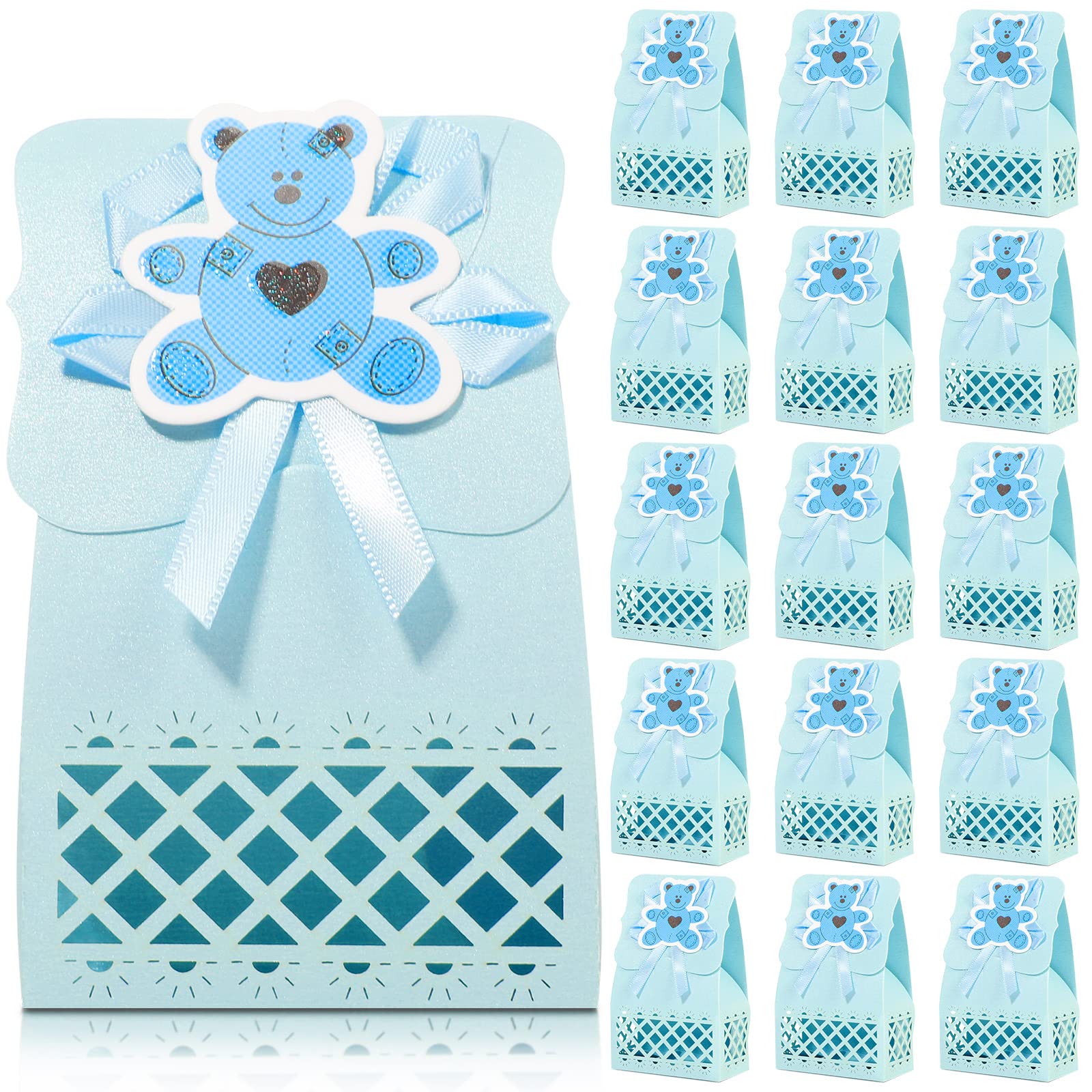 48-Piece Baby Shower Favor Gift Bags for Boys & Girls - Blue Bear-Themed Party Goodie Bags | Baby Shower, Birthday Party, Return Gifts & Decorations | Perfect for Gender Reveals, 1st Birthdays & Nursery Celebrations
