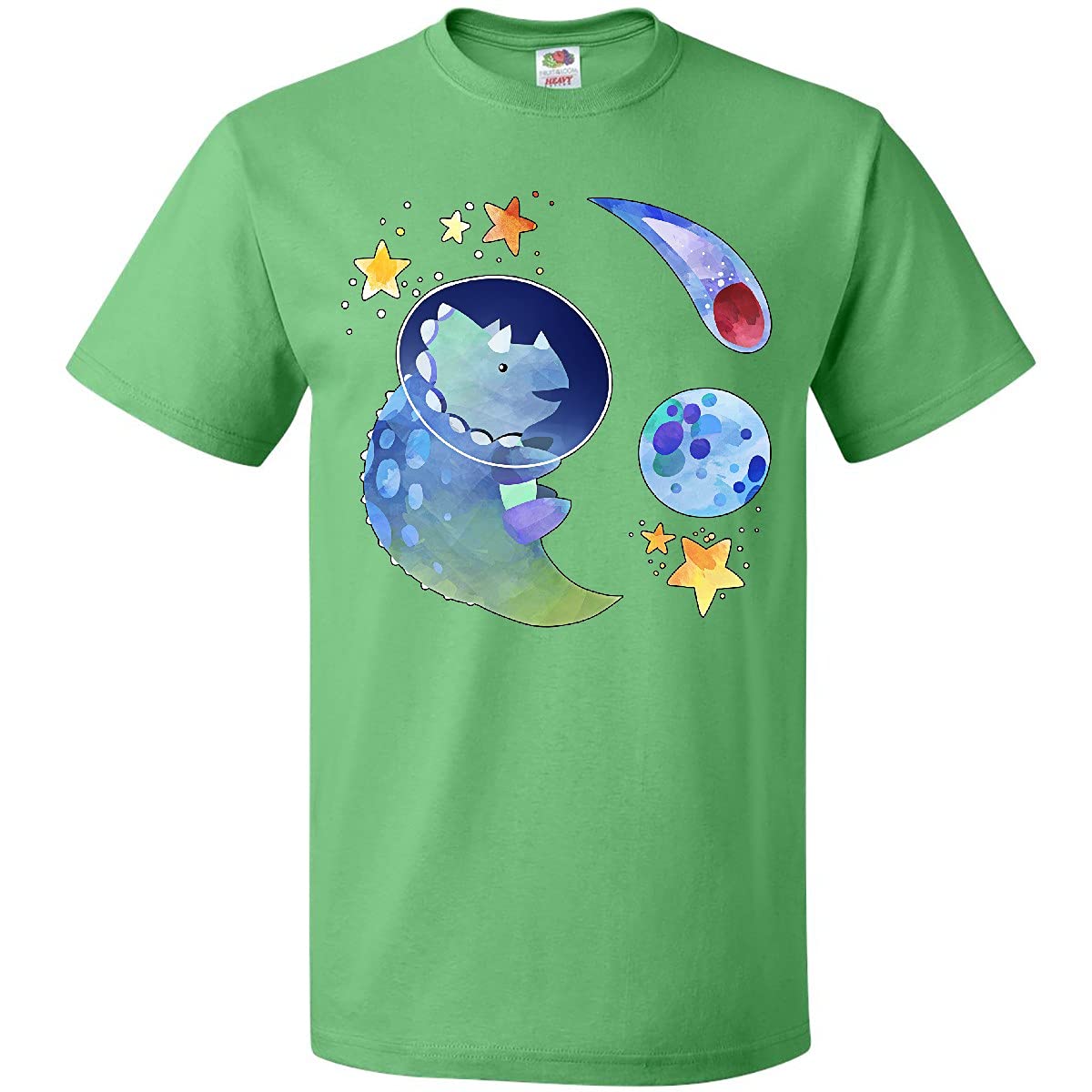 Inktastic Triceratops in Space with Planets and Stars Graphic T-Shirt - Dinosaur Lover Astronaut Tee for Men Women Kids - Perfect for Science Fiction Fans, Space Enthusiasts & Jurassic Theme Parties
