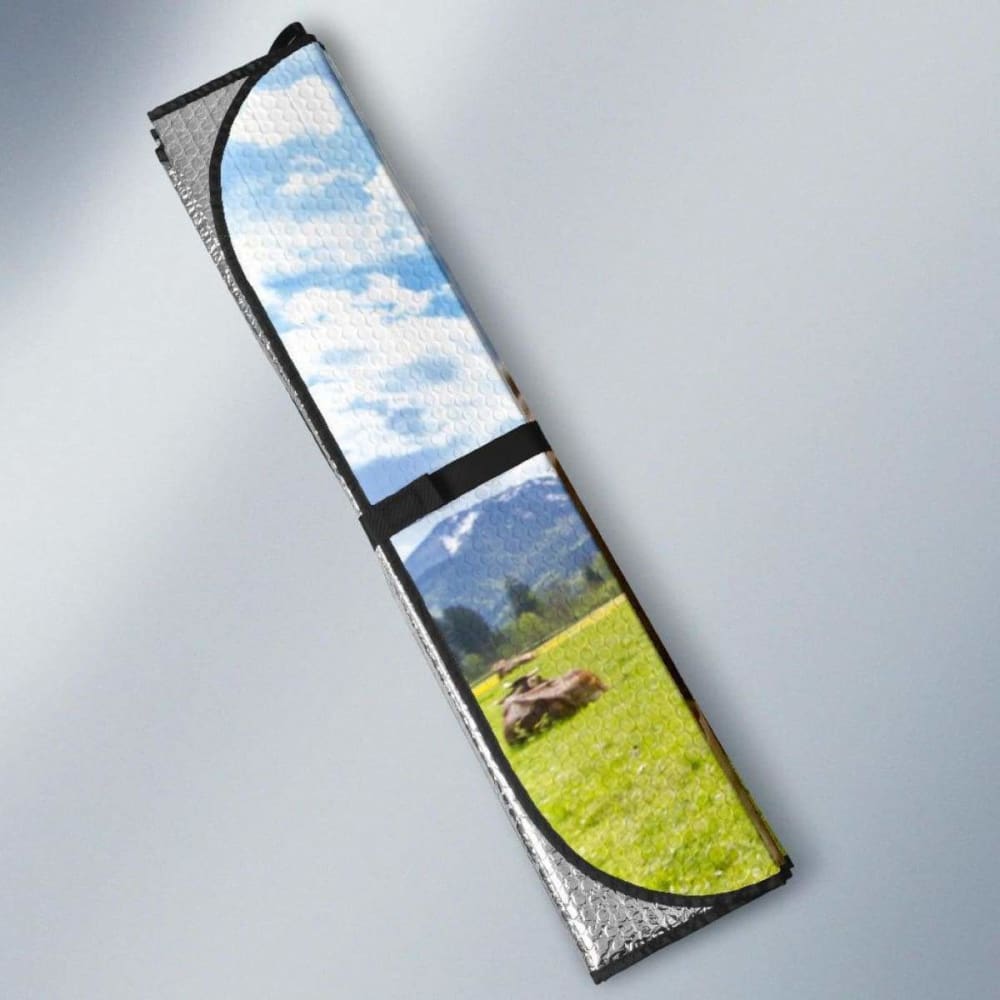Car Sun Shade for Windshield - Universal Fit, UV Protection & Heat Reduction (Model: Cow 02 172609) | Perfect for Summer Parking, Road Trips & Vehicle Protection