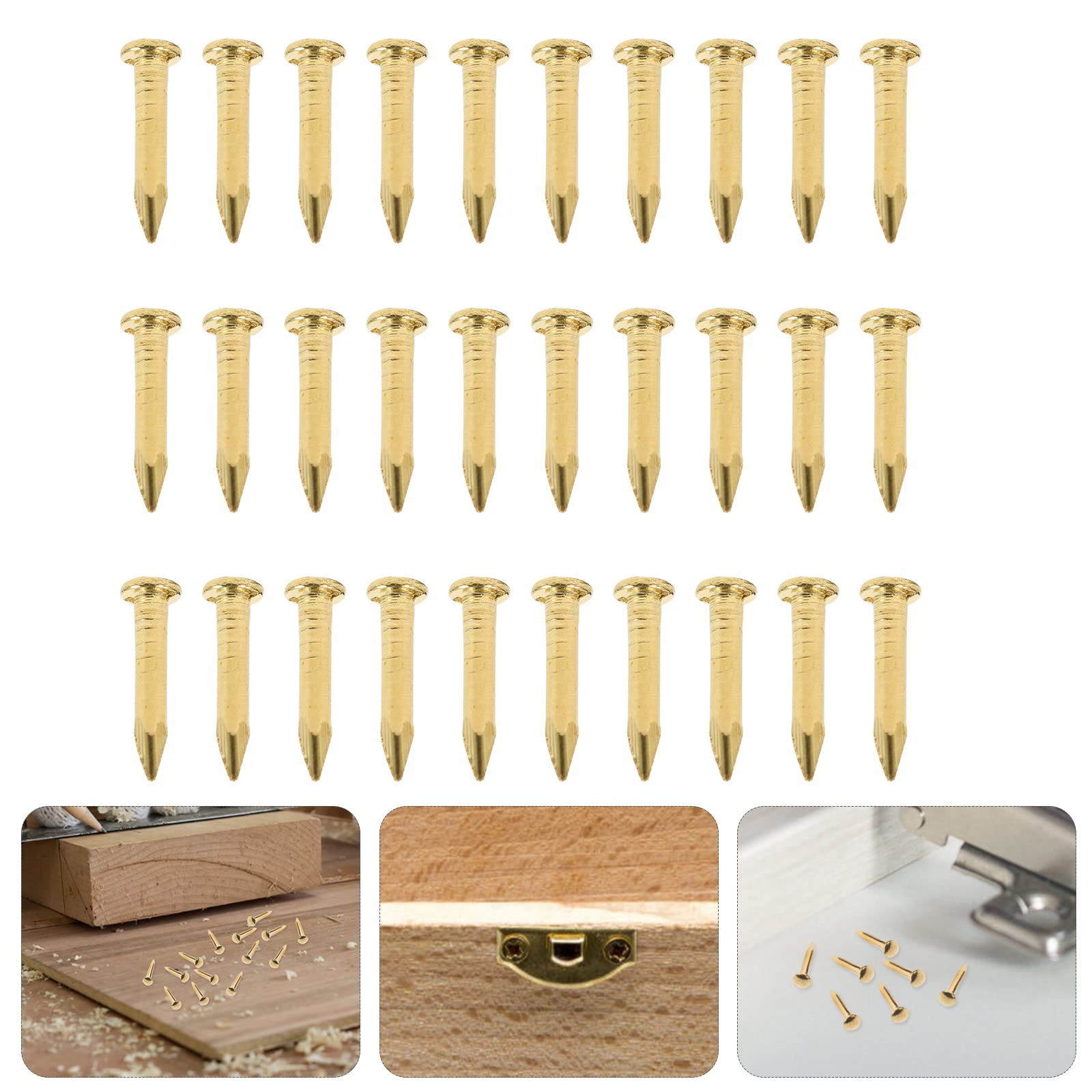 100pcs Small Brass Nails - 18mm Round Head Mini Nails for Woodworking, DIY Hinges, Jewelry Boxes & Craft Projects | Perfect for Home Decor, Furniture Repair & Wooden Model Making