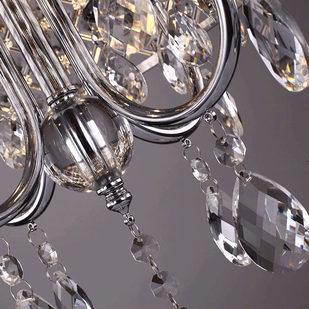 Modern Crystal Pendant Light Chrome Chandelier - Post-Modern Raindrop Ceiling Lamp, Stainless Steel Hanging Lighting Fixture for Living Room, Bedroom, Dining Room - Elegant Home Decor & Statement Lighting for Modern Interiors