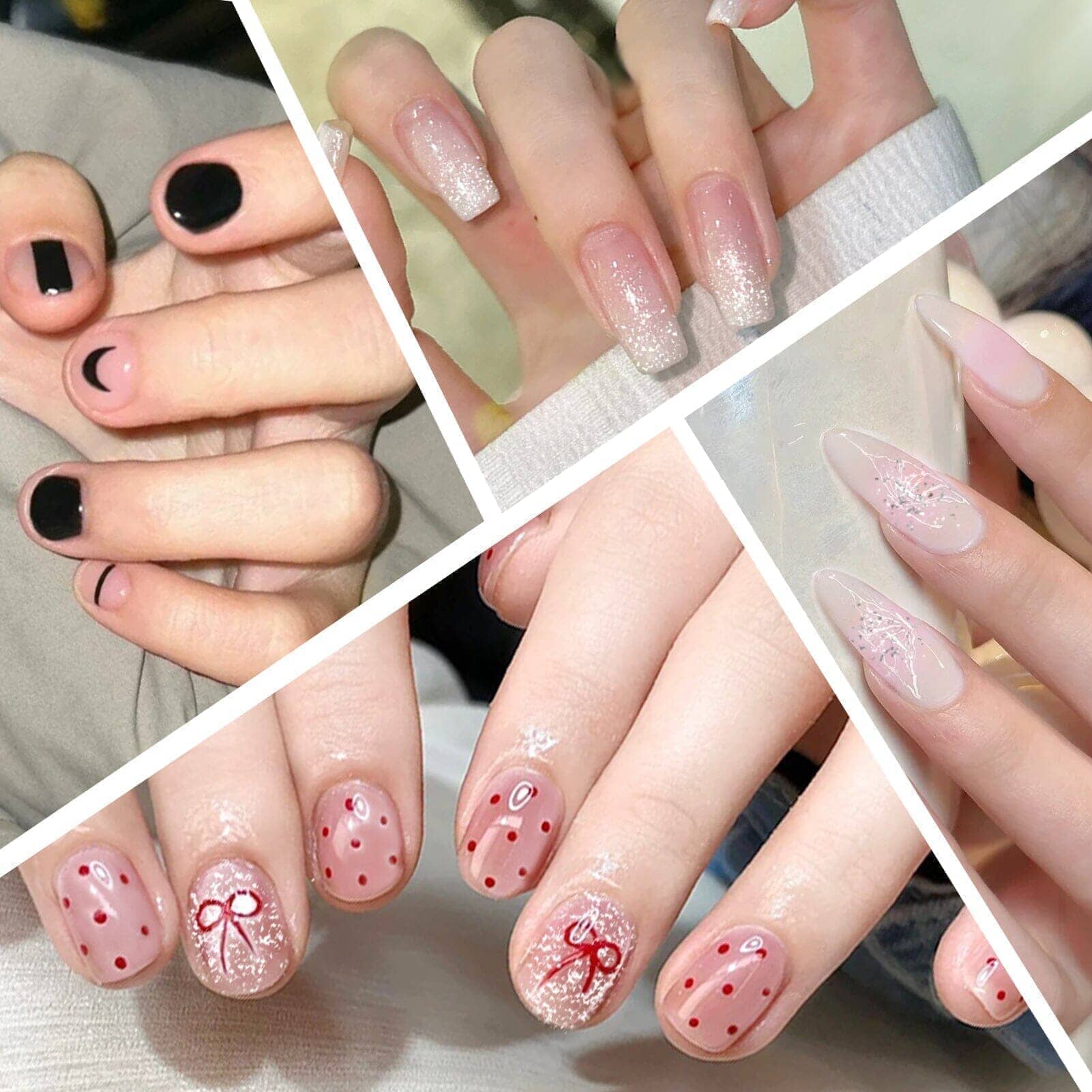 16 Tips Pink Silver Glitter Semi-Cured Gel Nail Wraps C0061 - DIY Salon-Quality Nails at Home for Parties, Weddings & Special Occasions