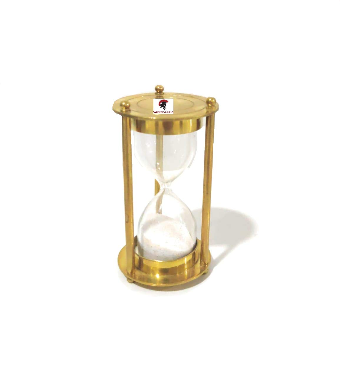 Premium Brass Sand Timer Hourglass - 3.5 Inches Tall, 2 Minute Timer for Board Games, Meditation, Yoga & Office Decor | Vintage Style Desk Accessory
