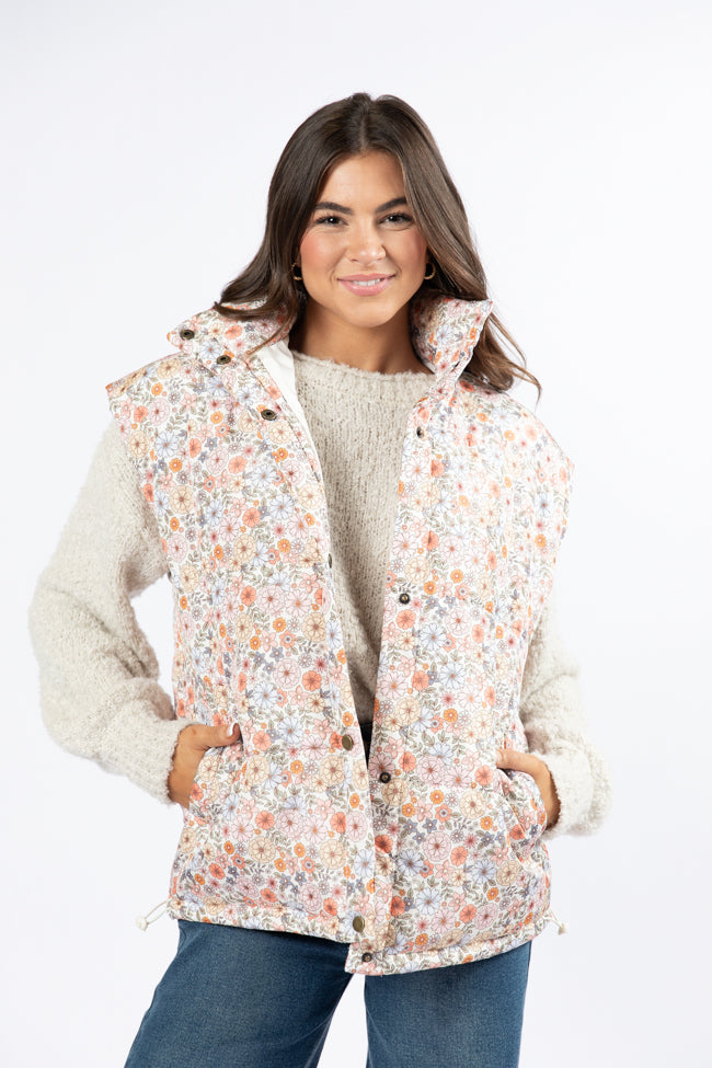 Women's Stylish Multi Floral Printed Puffer Vest - Lightweight Warm Winter Jacket for Outdoor Activities, Hiking & Casual Wear - FINAL SALE