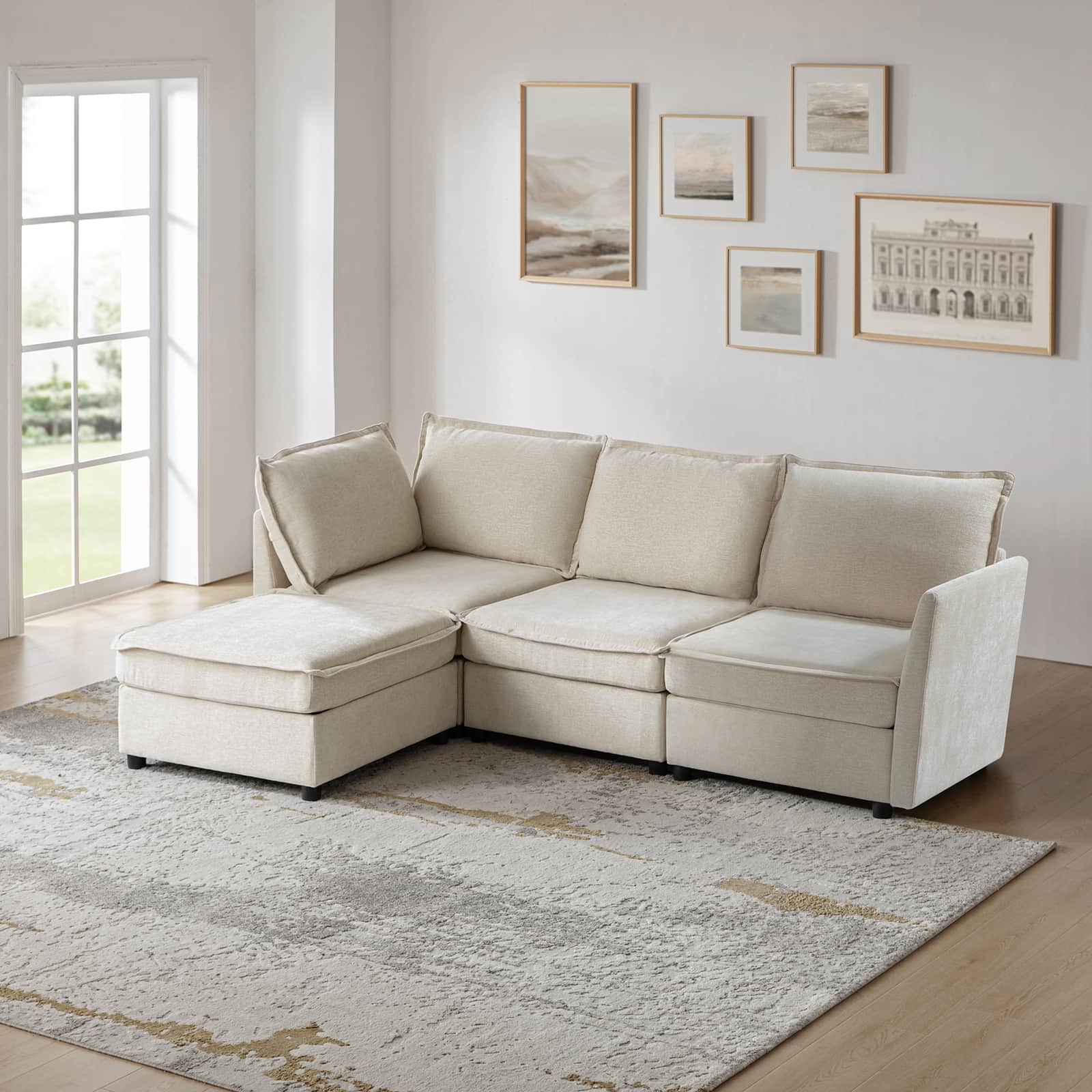 Harmetrix Oversized Soft Sectional Couch with Storage | Modern L-Shaped Sofa Bed with Hidden Compartment | Perfect for Living Room, Family Room & Small Spaces