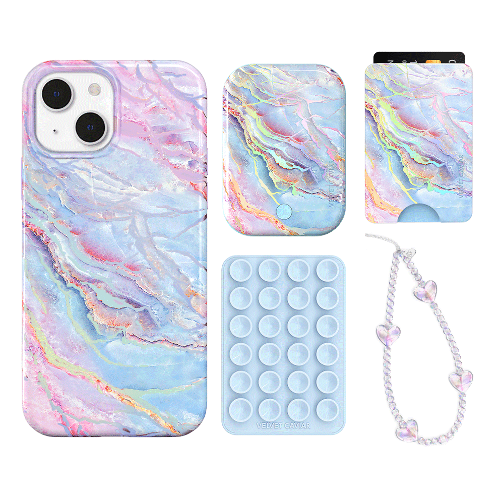 Holo Moonstone iPhone Wallet Case with Card Holder - Stylish & Functional Phone Accessory for Everyday Use, Travel, and Shopping