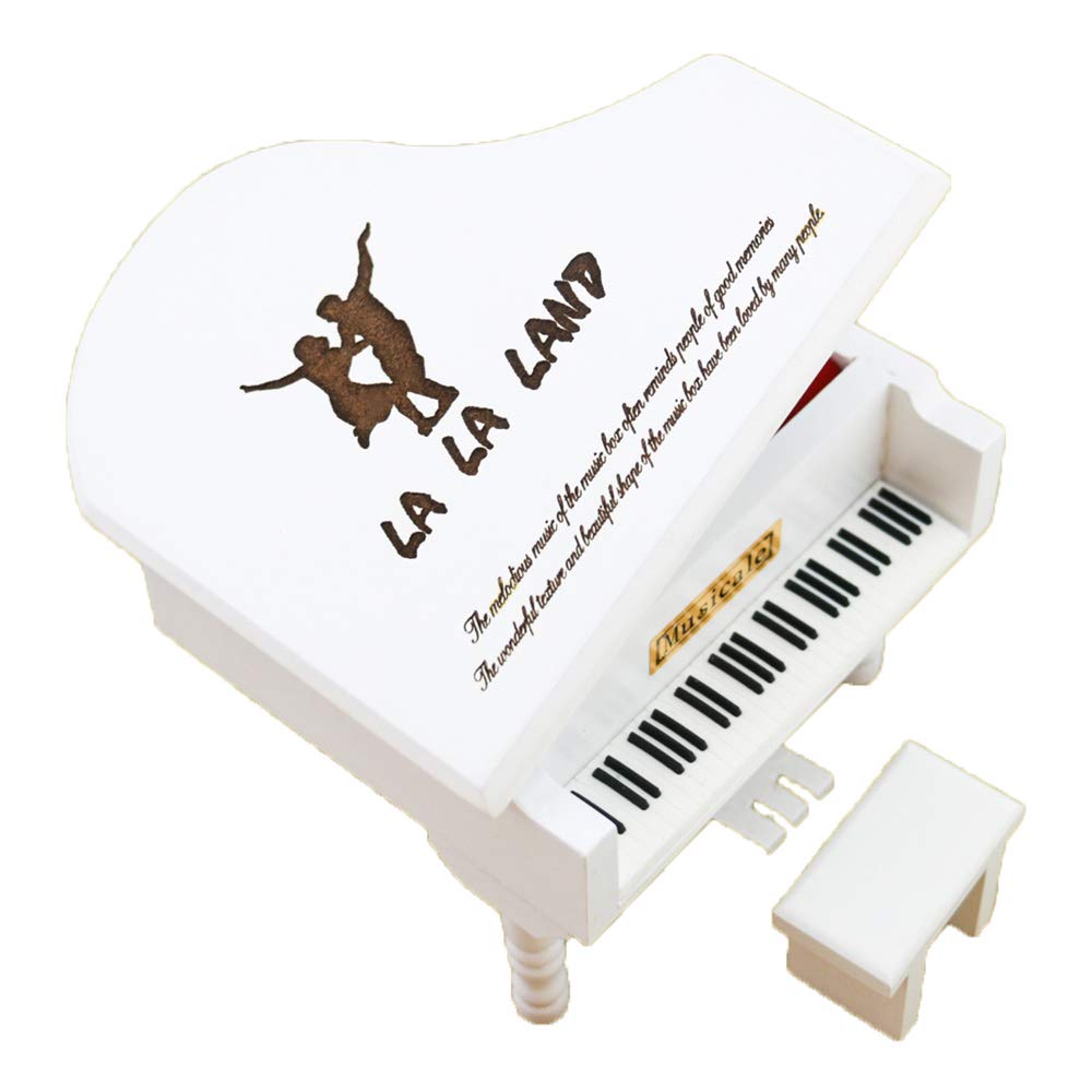 Lalaland Music Box - Handcrafted Wooden Wind-Up Piano Musical Box, Plays 