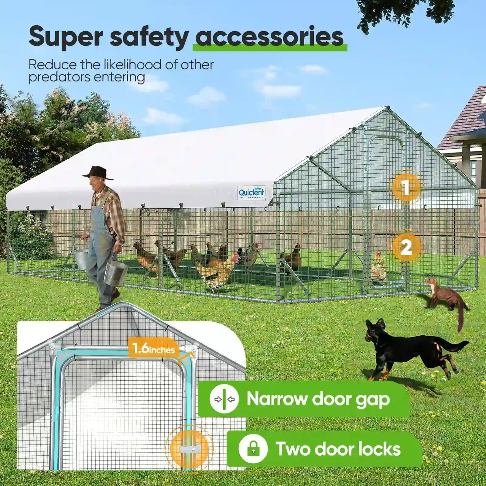 Large Metal Chicken Coop Run - Durable Outdoor Poultry Pen for Hens & Roosters - Perfect for Backyard Farming & Free Range Chicken Keeping