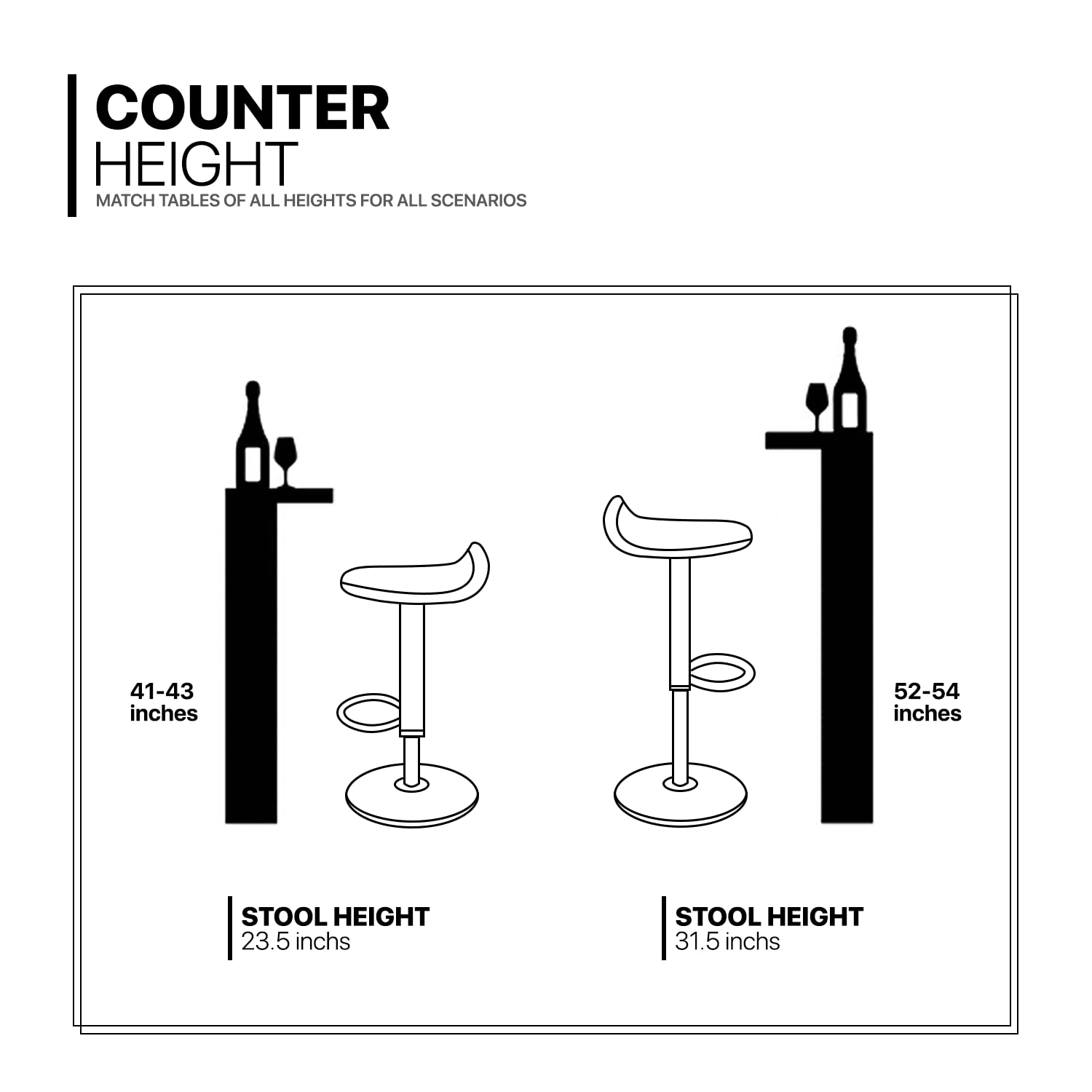 MoNiBloom Adjustable Swivel Bar Stools Set of 2 - Counter Height Bar Chairs with Footrest for Kitchen, Dining Room, Restaurant - Indoor & Outdoor Use - Perfect for Breakfast Bars, Kitchen Islands & Patio Dining