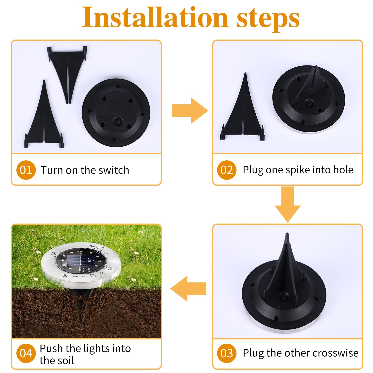 12 Pack Solar Lights Outdoor Waterproof - 12 LED Bright Solar Ground Lights for Garden, Pathway, Walkway, Driveway, Patio, Yard, Deck & Lawn Decor - Cold Weather Resistant Solar Landscape Lighting for Outdoor Ambiance & Safety