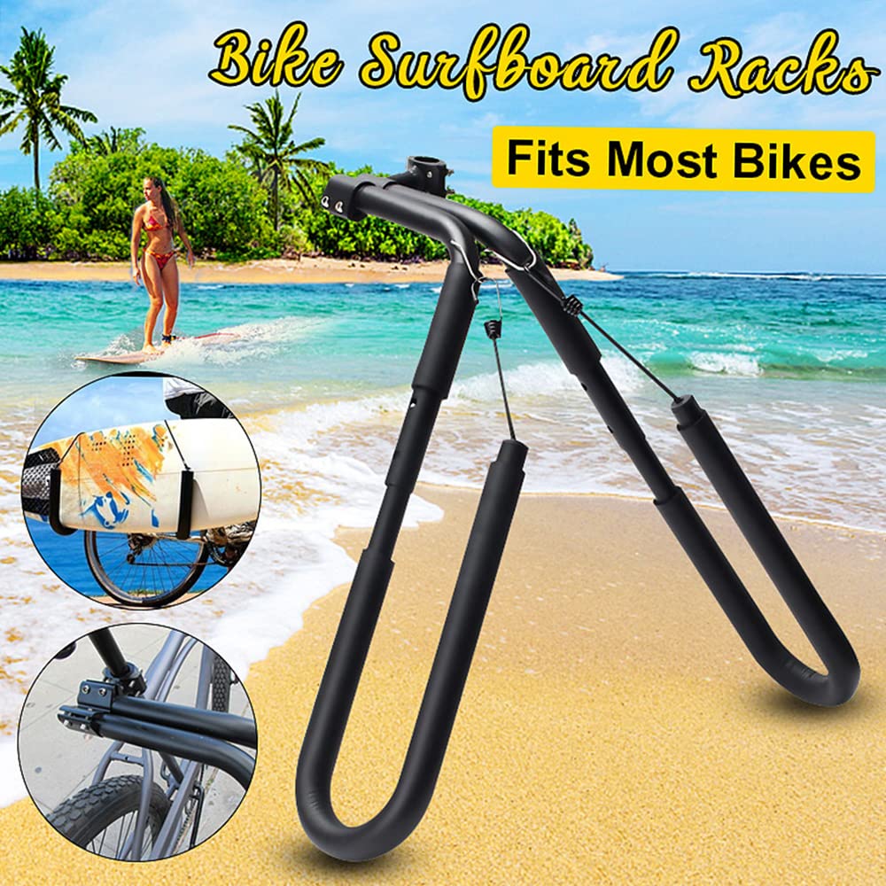 Tidyard Adjustable Anti-Slip Bike Surfboard Rack - Secure Carrier for Surfboards, Kiteboards & Skimboards - Perfect for Beach Commuting & Water Sports Adventures