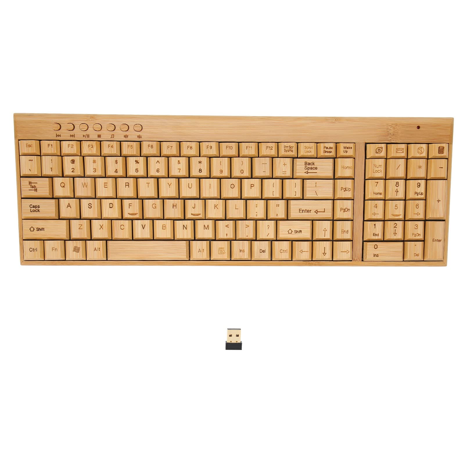 ASHATA Wireless Keyboard and Mouse Combo - Bamboo Wood Material, 2.4G Wireless Connection for PC & Laptop - Ergonomic Office & Home Use, Gaming, Typing