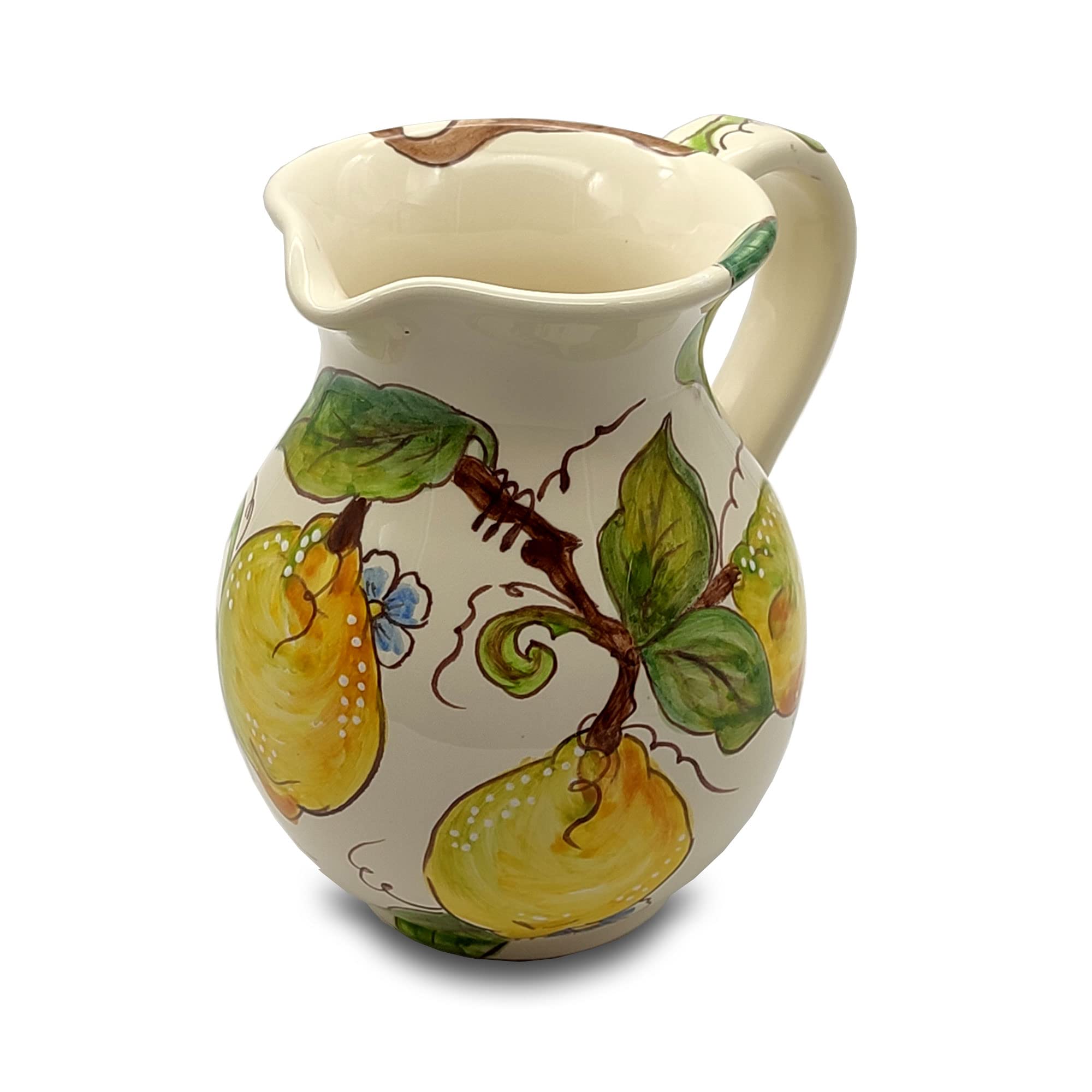 Italian Ceramic Pitcher Lemon Design - 16 oz Hand-Painted Kitchen Carafe & Utensil Holder - Tuscan Pottery Wine Vase - Authentic Italy-Made Home Decor for Dining & Entertaining