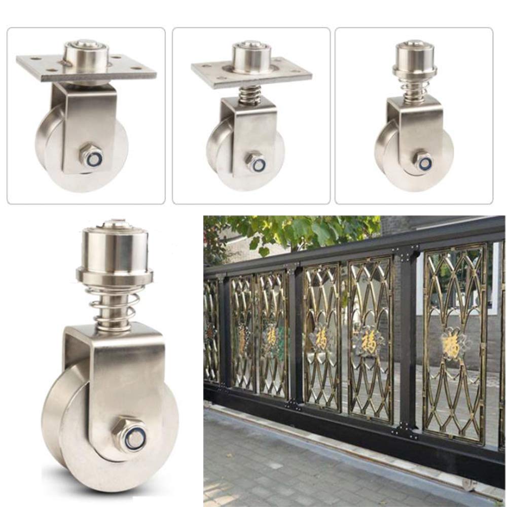Heavy Duty Sliding Gate Wheels - Stainless Steel V Groove Caster with Spring Loaded Track - 68mm Rolling Gate Wheels (550 Lbs Capacity) - Perfect for Barn Doors, Driveway Gates & Industrial Applications